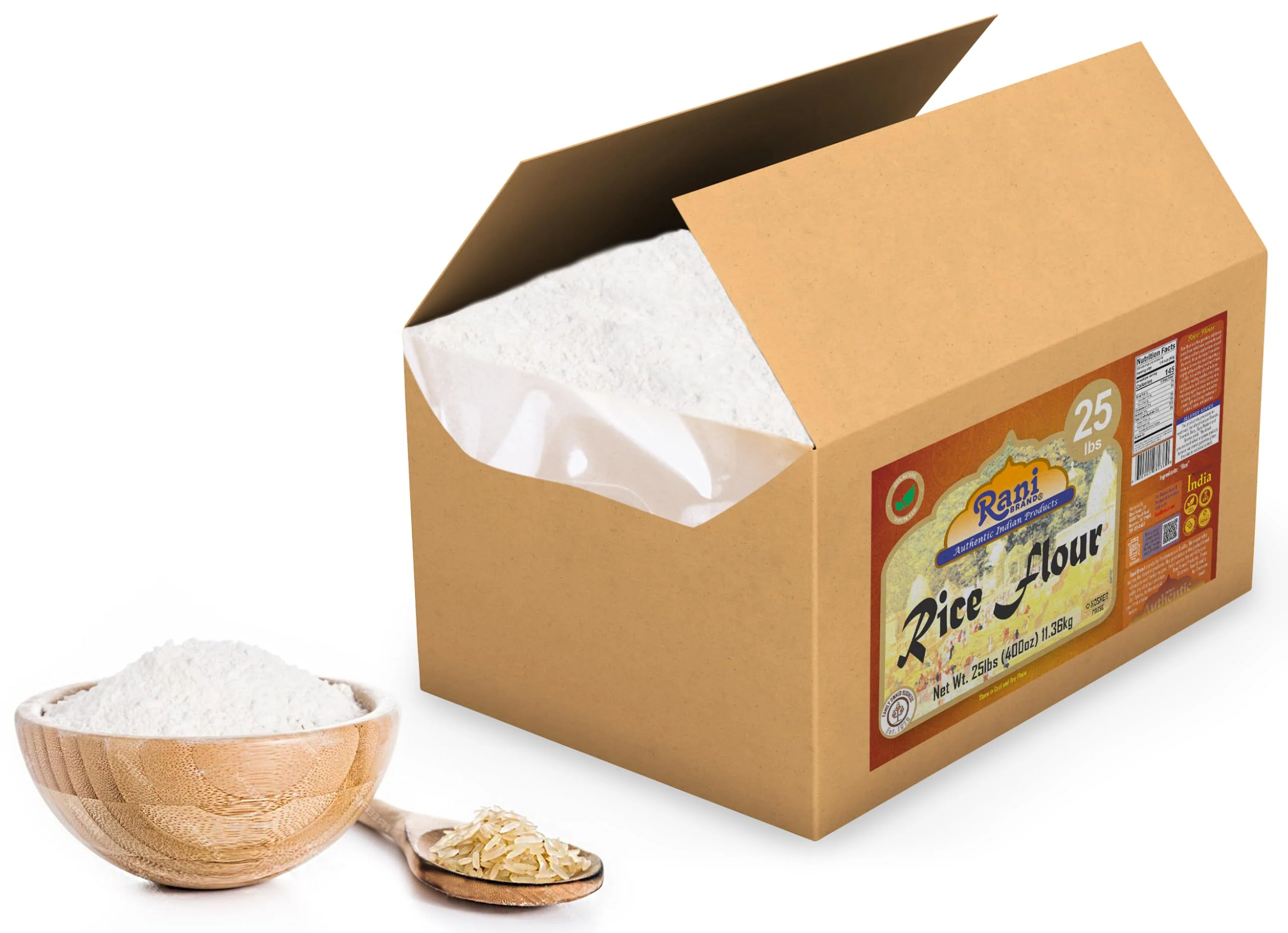 Rani Rice (White) Flour 400oz (25lbs) 11.36kg Bulk Box ~ All Natural | Gluten Friendly | Vegan | NON-GMO | Kosher | Indian Origin - Image 4