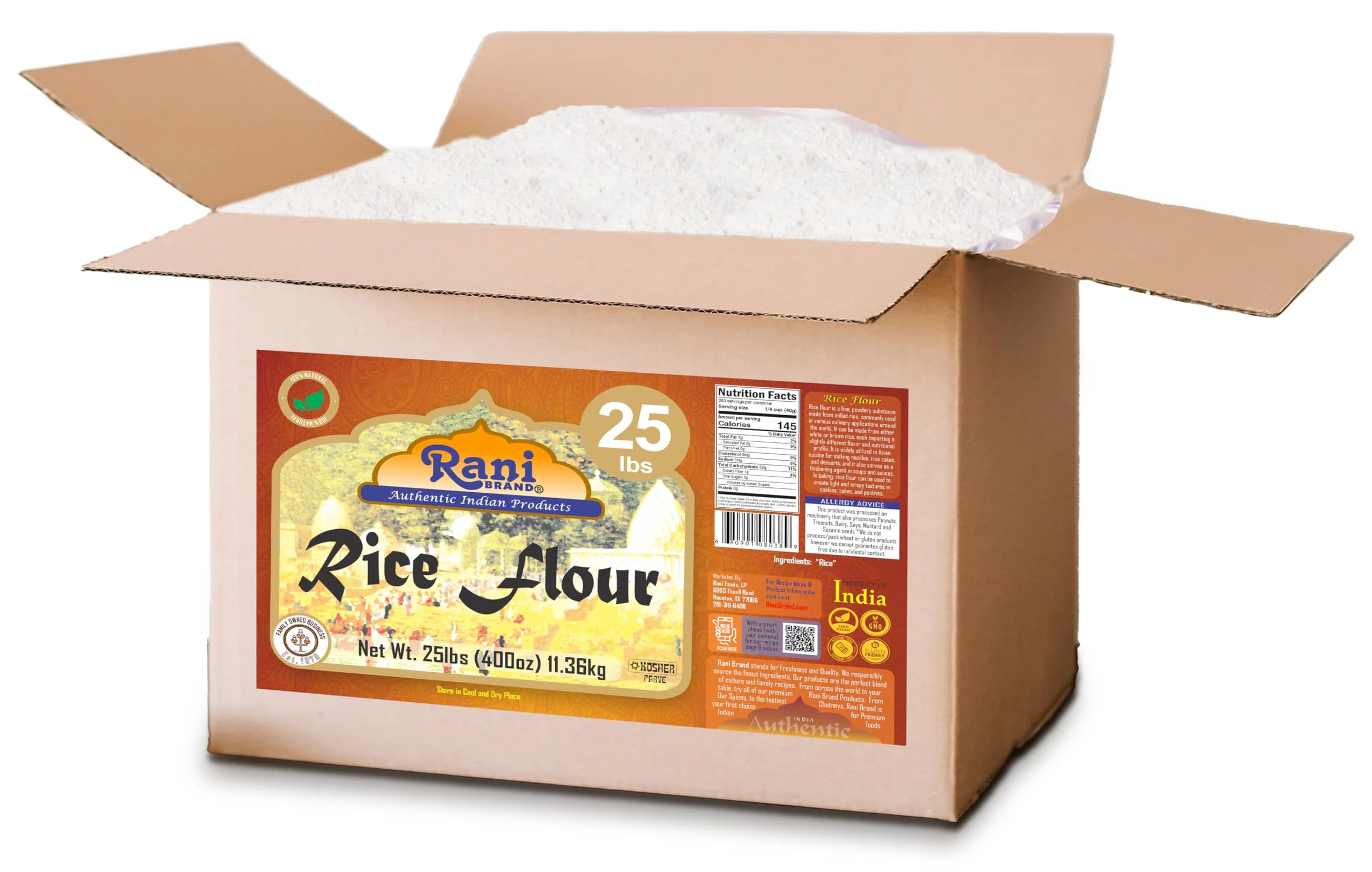Rani Rice (White) Flour 400oz (25lbs) 11.36kg Bulk Box ~ All Natural | Gluten Friendly | Vegan | NON-GMO | Kosher | Indian Origin - Image 7