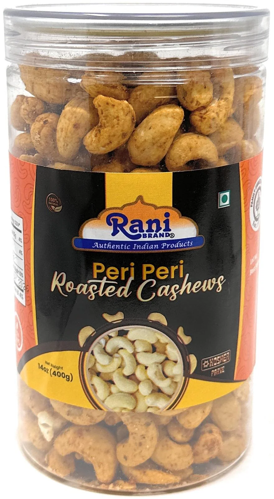 Rani Roasted Cashews Variety Pack (Salted, Black Pepper, Peri Peri) 14oz (400g) Pack of 3, PET Jar, Non-Fried, Oil Free ~ All Natural | Vegan | Gluten Friendly | NON-GMO | Kosher | Air Roasted - Image 3
