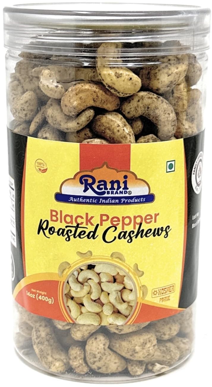 Rani Roasted Cashews Variety Pack (Salted, Black Pepper, Peri Peri) 14oz (400g) Pack of 3, PET Jar, Non-Fried, Oil Free ~ All Natural | Vegan | Gluten Friendly | NON-GMO | Kosher | Air Roasted - Image 5
