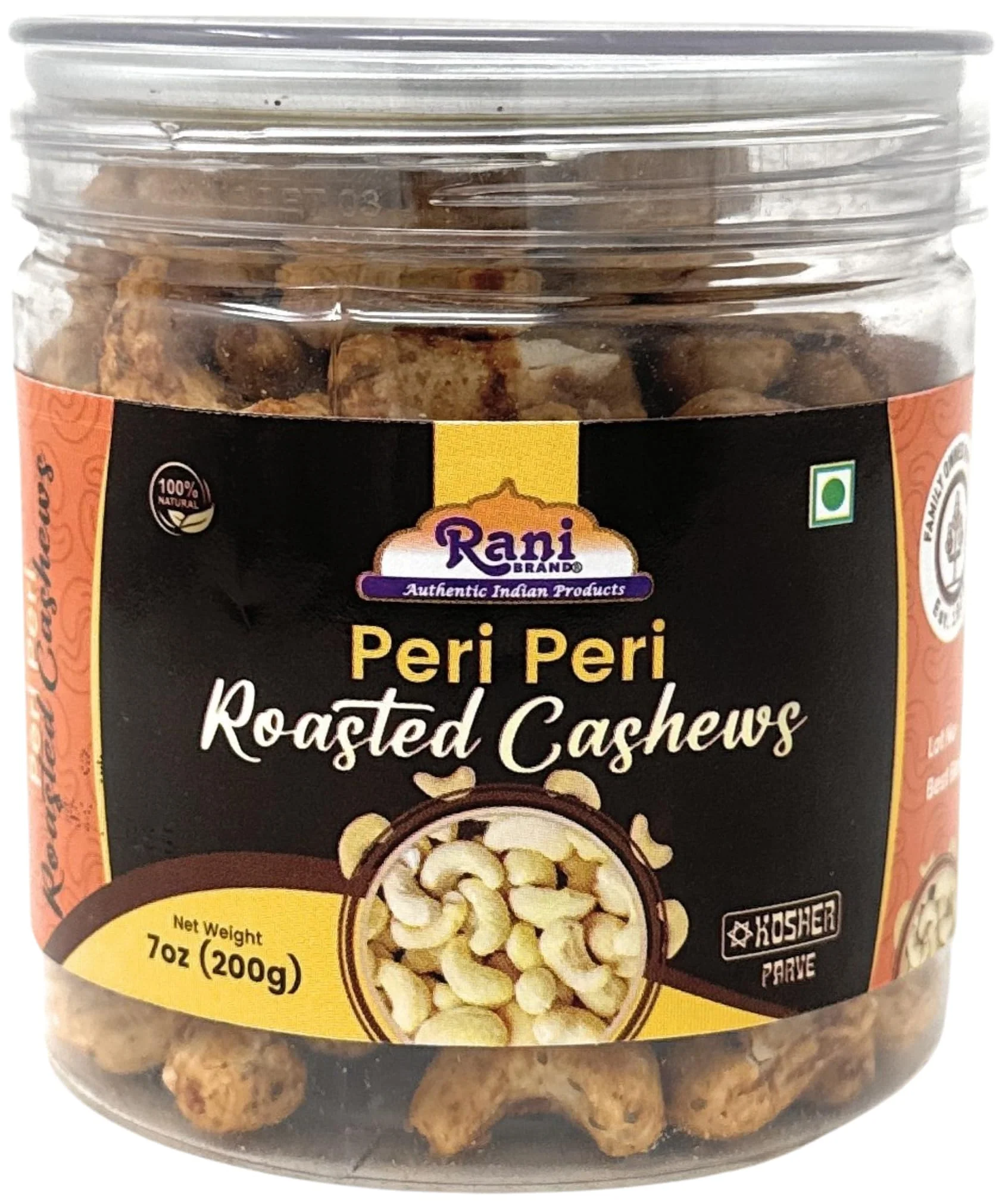 Rani Roasted Cashews Variety Pack (Salted, Black Pepper, Peri Peri) 7oz (200g) Pack of 3, PET Jar, Non-Fried, Oil Free ~ All Natural | Vegan | Gluten Friendly | NON-GMO | Kosher | Air Roasted - Image 3