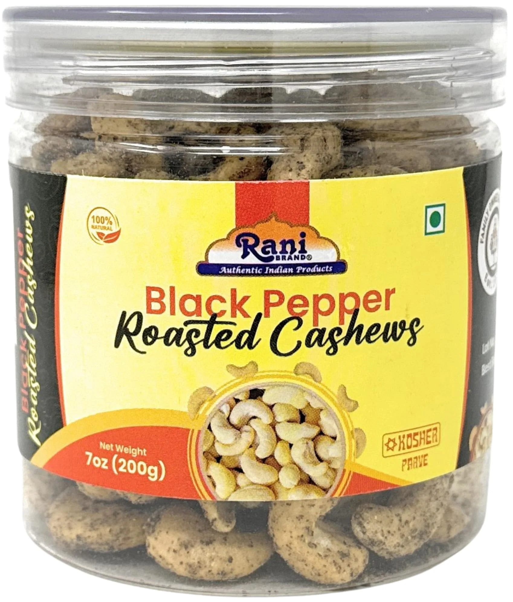 Rani Roasted Cashews Variety Pack (Salted, Black Pepper, Peri Peri) 7oz (200g) Pack of 3, PET Jar, Non-Fried, Oil Free ~ All Natural | Vegan | Gluten Friendly | NON-GMO | Kosher | Air Roasted - Image 4
