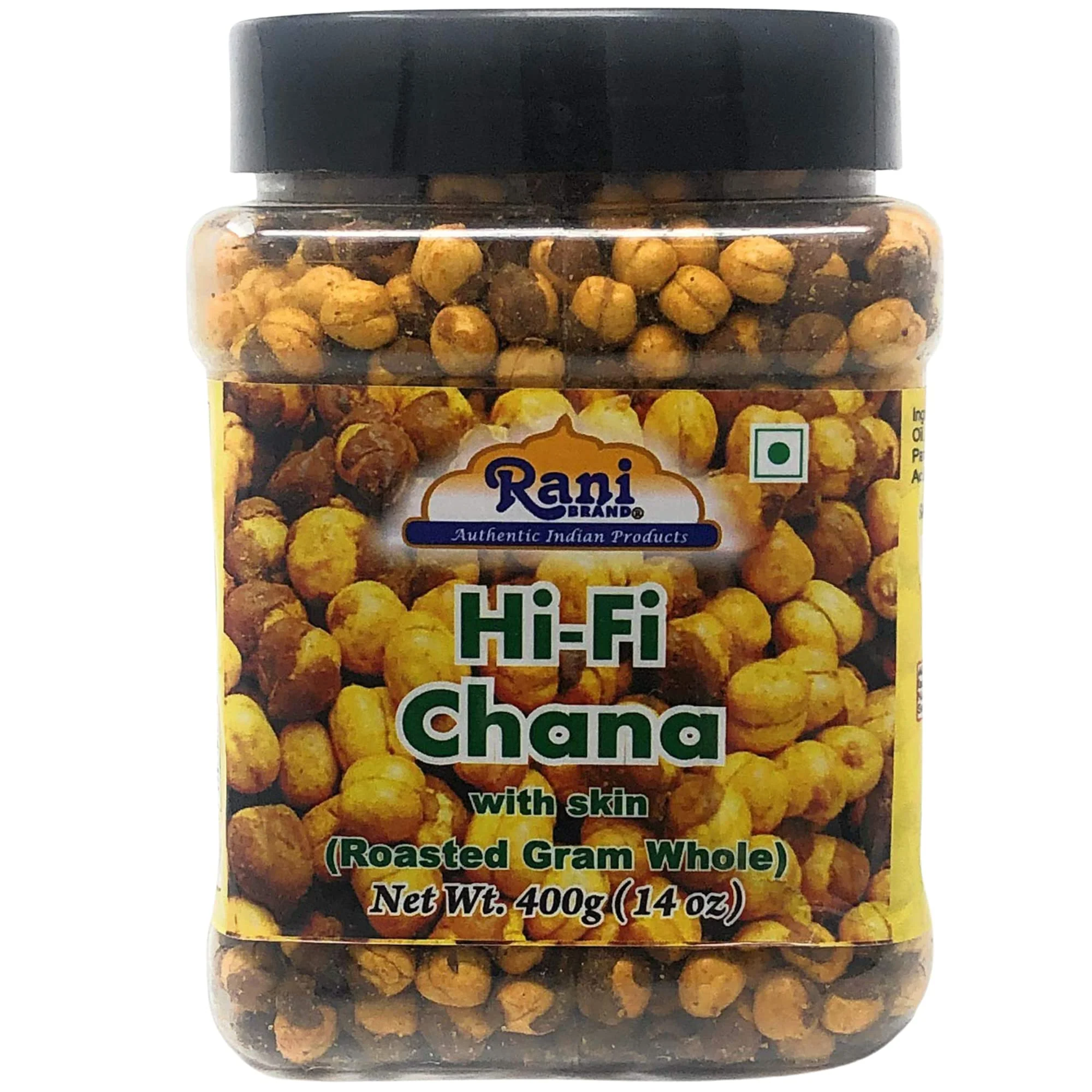 Rani Roasted Chana (Chickpeas) Hi-Fi Flavor 14oz (400g) PET Jar ~ All Natural | Vegan | No Preservatives | Gluten Friendly | Indian Origin | Great Snack, Ready to Eat | Seasoned with 8 Spices