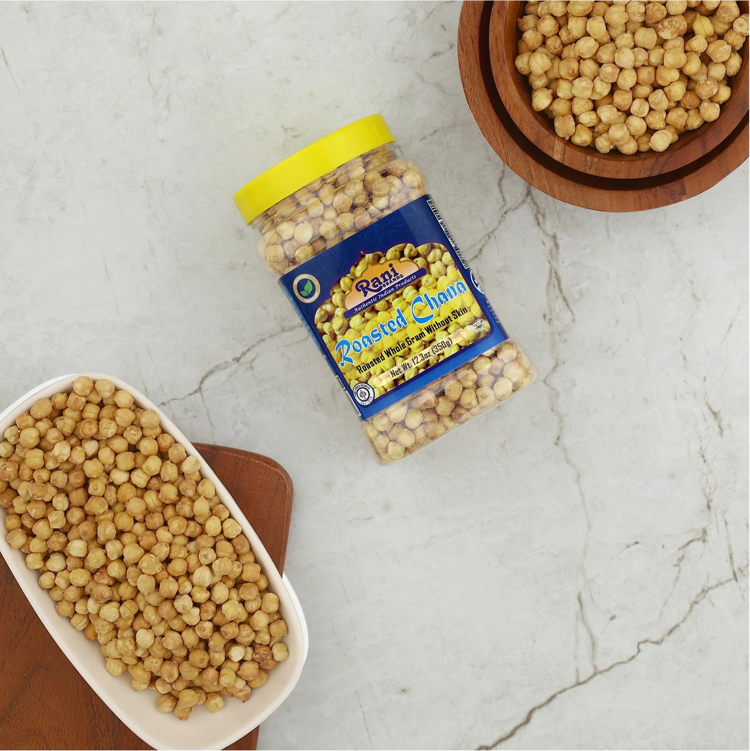 Rani Roasted Chana Skinless (Chickpeas) Plain Flavor (No Skin) 12.3oz (350g) PET Jar ~ All Natural | Vegan | No Preservatives | Gluten Friendly | Indian Origin | Great Snack, Ready to Eat - Image 5