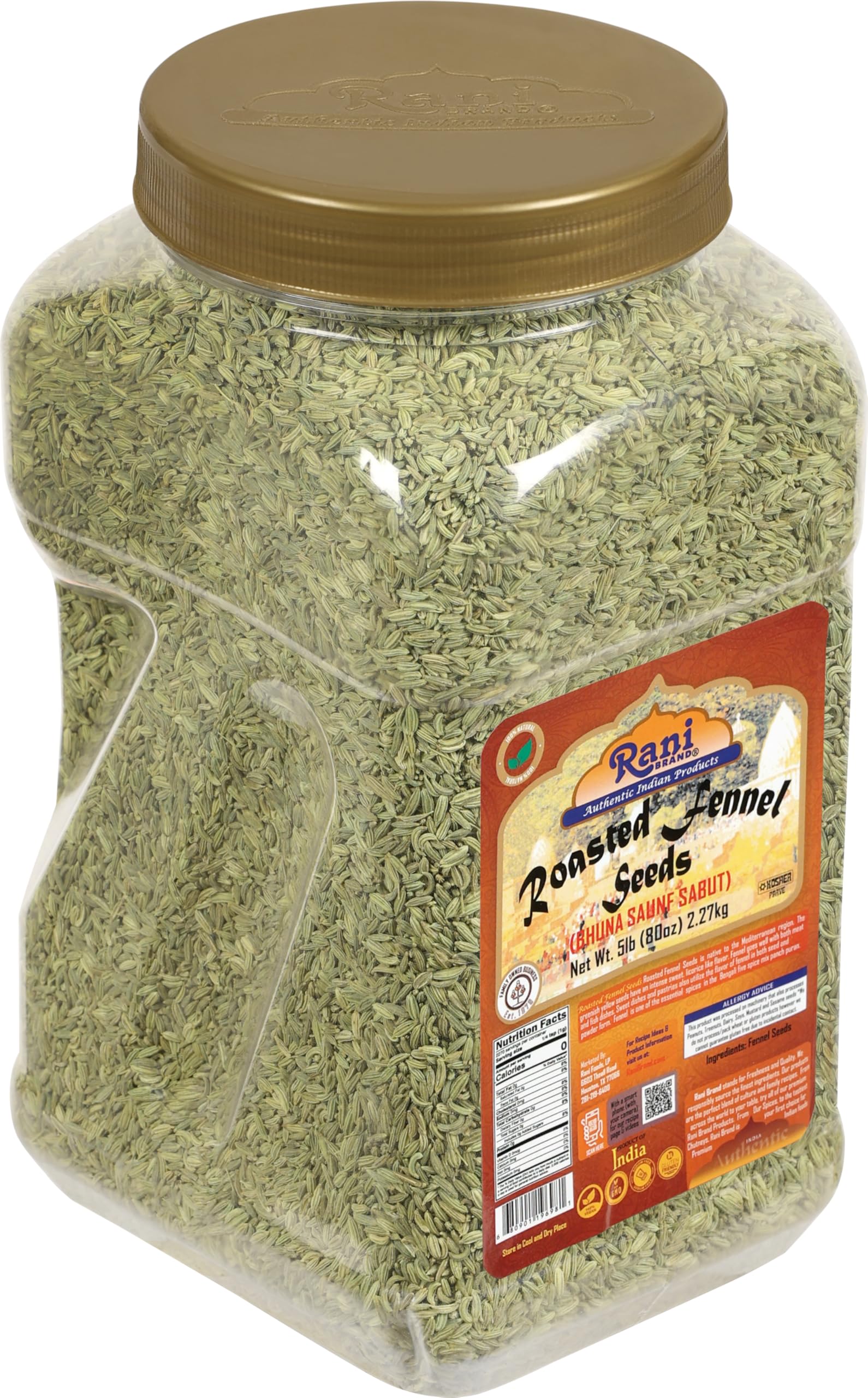 Rani Roasted Fennel Seeds (Bhuna Saunf Sabut) Whole Spice 80oz (5lbs) 2.27kg Bulk PET Jar ~ All Natural | Gluten Friendly | NON-GMO | Kosher | Vegan | Indian Origin - Image 9