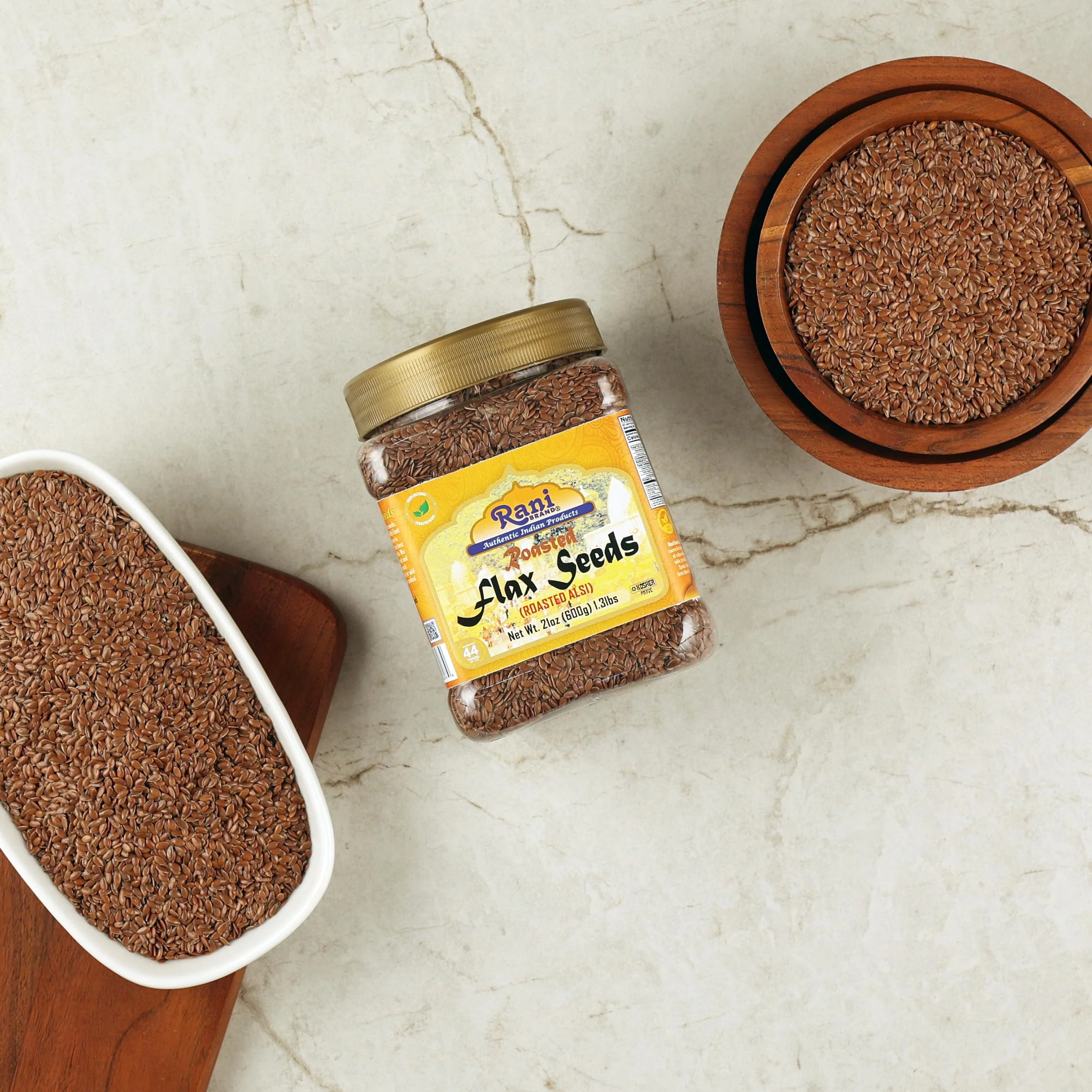 Rani Roasted Flax Seeds (Alsi, Linum usitatissimum) 21oz (1.3lbs) 600g PET Jar ~ All Natural | Gluten Friendly | Non-GMO | Kosher | Vegan | Indian Origin - Image 5