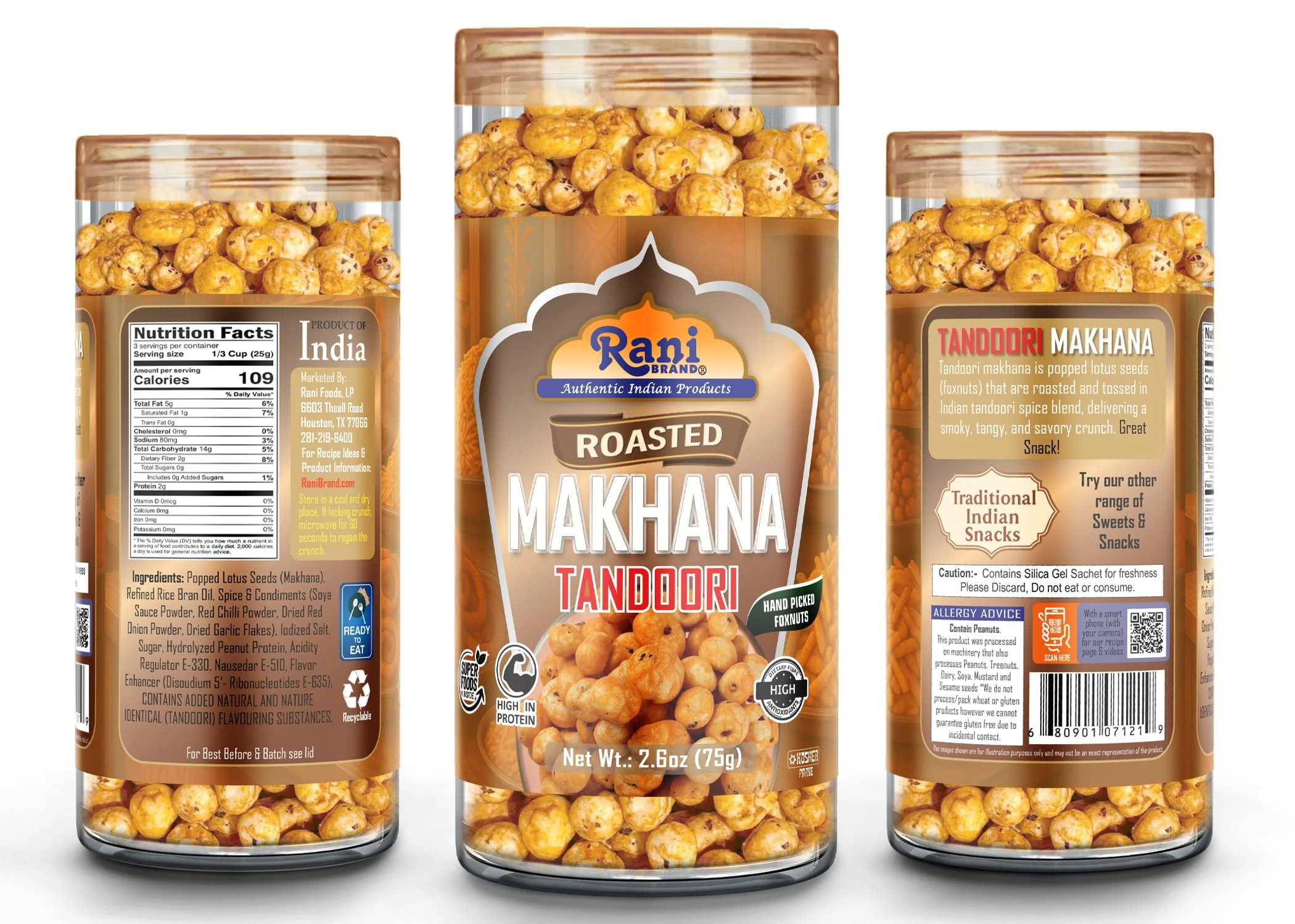 Rani Roasted Makhana (Fox Nut/Popped Lotus Seed) Tandoori Flavor 2.6oz (75g) Ready to eat, Hand Picked Foxnuts ~ High in Protein | Vegan | Gluten Friendly | NON-GMO | Kosher | Indian Origin - Image 7