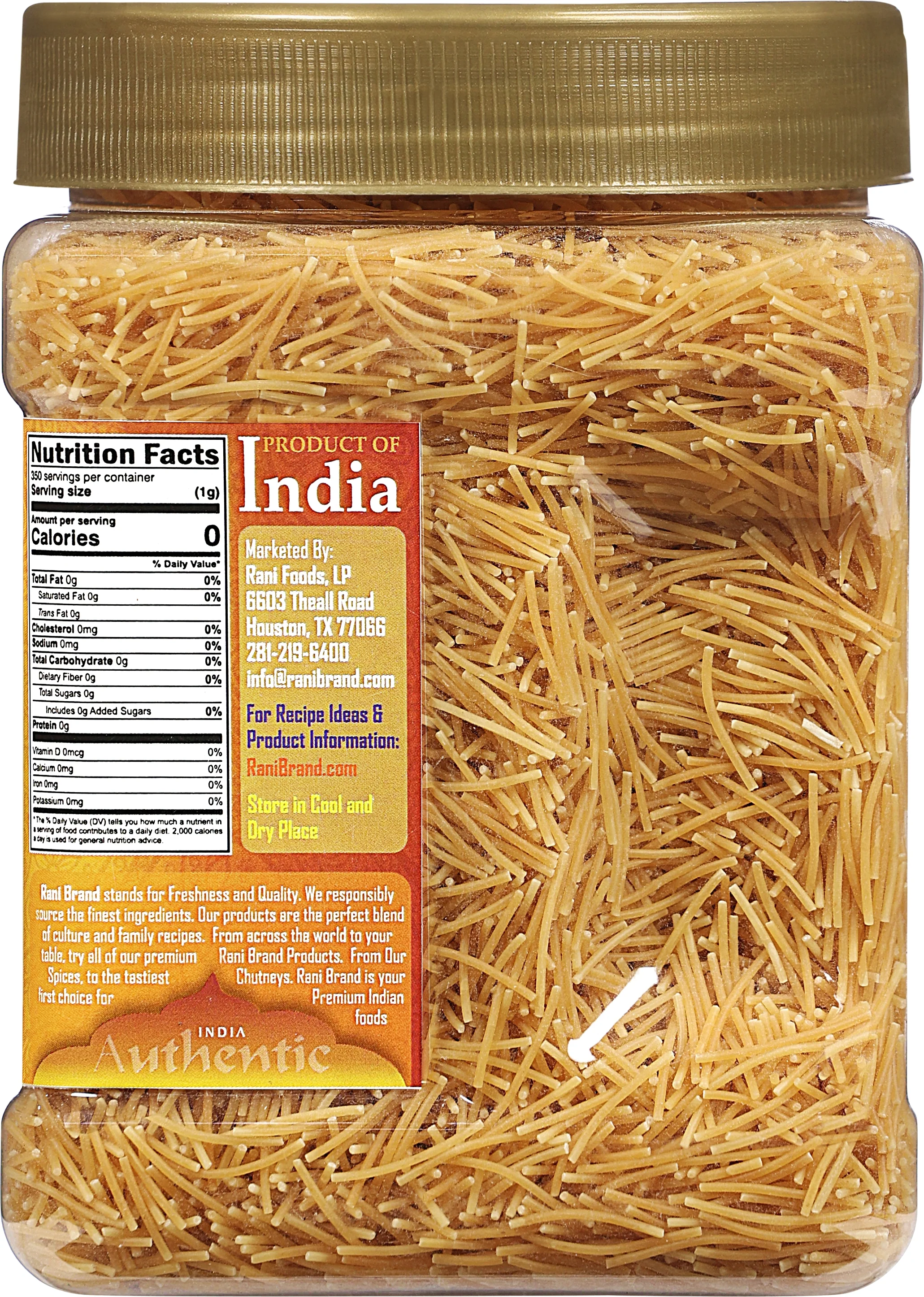 Rani Roasted Vermicelli (Roasted Wheat Noodles) 12.25oz (350g) PET Jar ~ All Natural | Vegan | NON-GMO | Indian Origin - Image 3