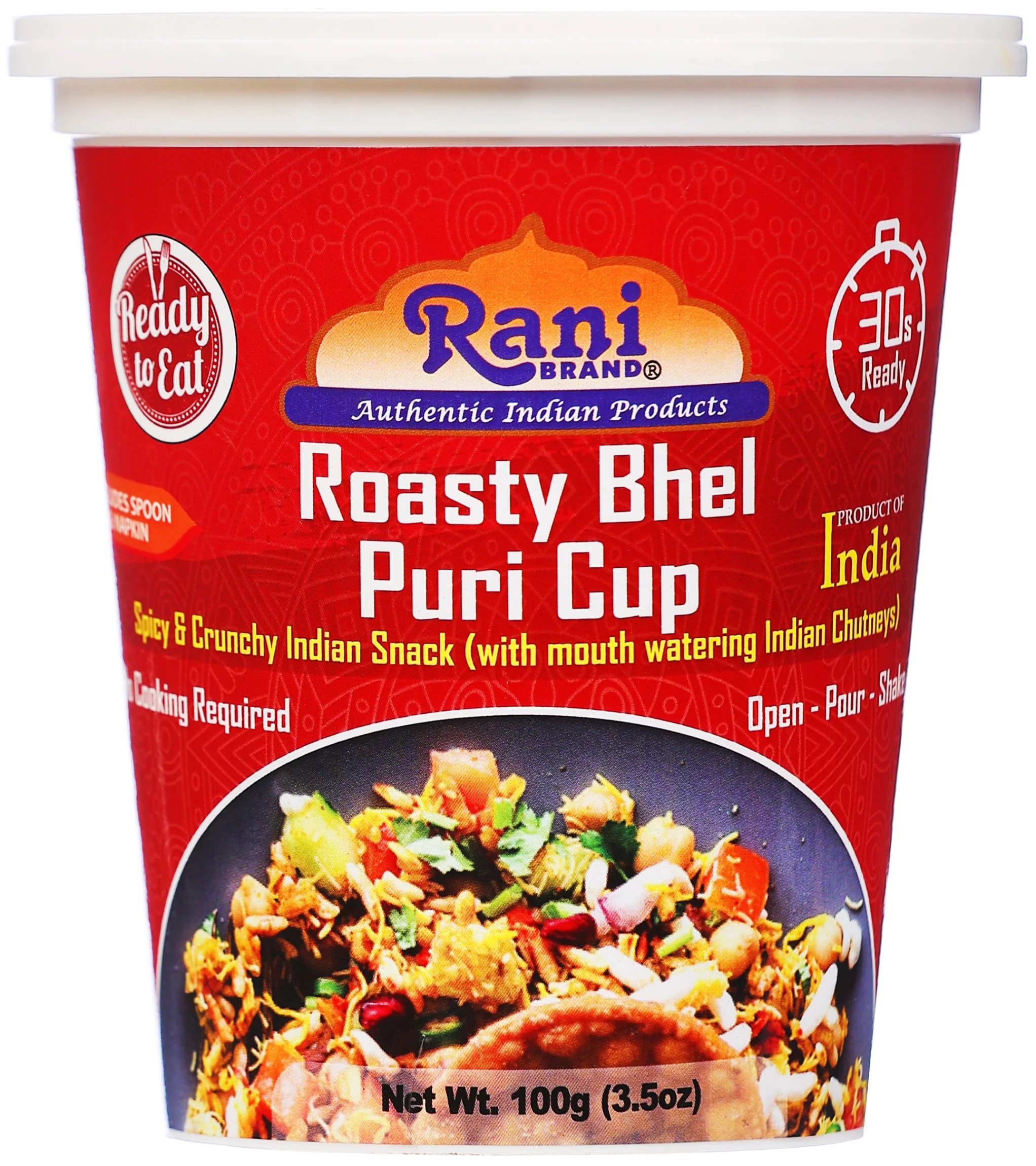 Rani Roasty Bhel Puri Cup (Spicy & Crunchy Indian Snack w/ mouth watering Indian Chutneys) 3.5oz (100g), Pack of 6+1 FREE ~ Ready to Eat | Vegan | NON-GMO | Indian Origin - Image 6