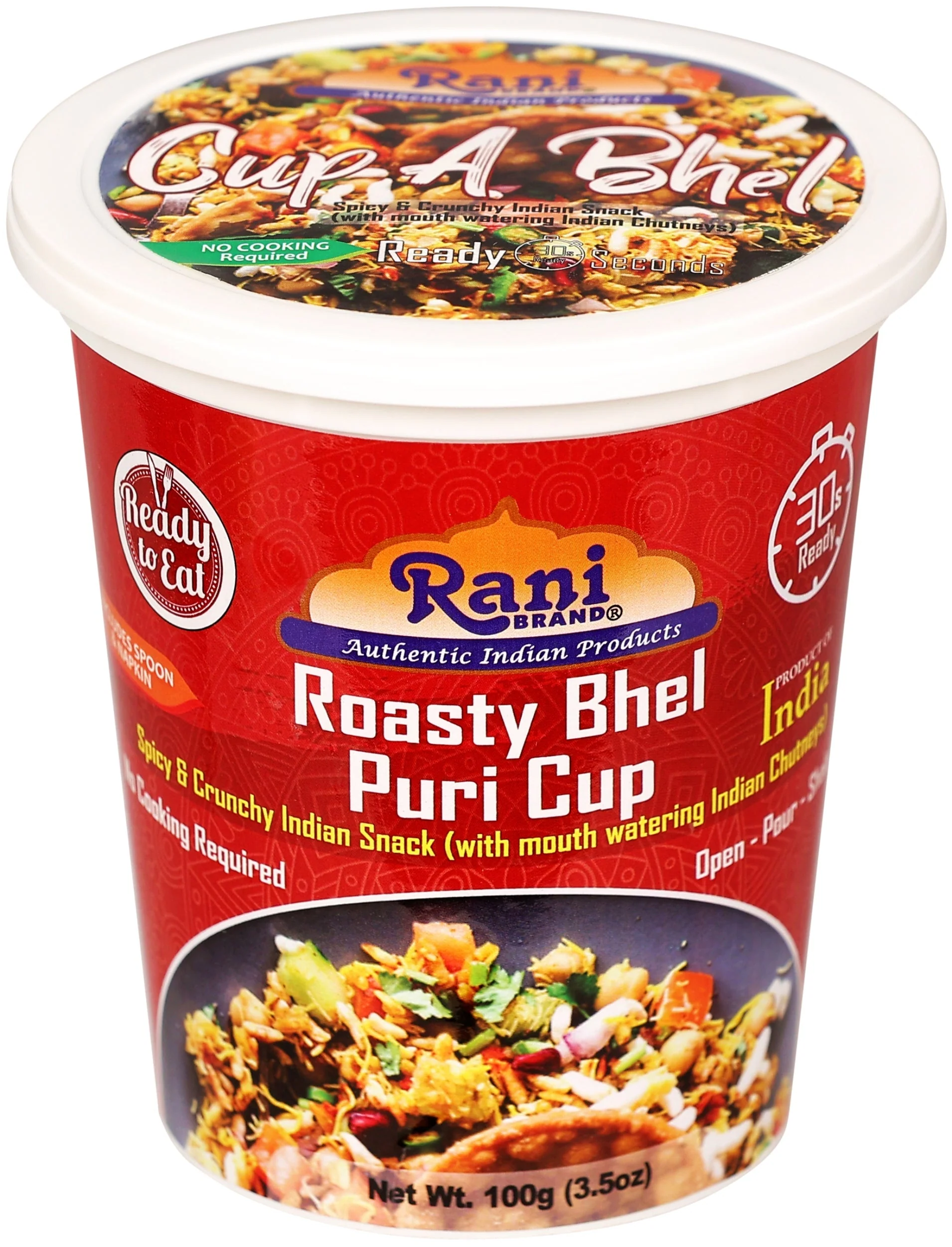 Rani Roasty Bhel Puri Cup (Spicy & Crunchy Indian Snack w/ mouth watering Indian Chutneys) 3.5oz (100g), Pack of 6+1 FREE ~ Ready to Eat | Vegan | NON-GMO | Indian Origin - Image 7