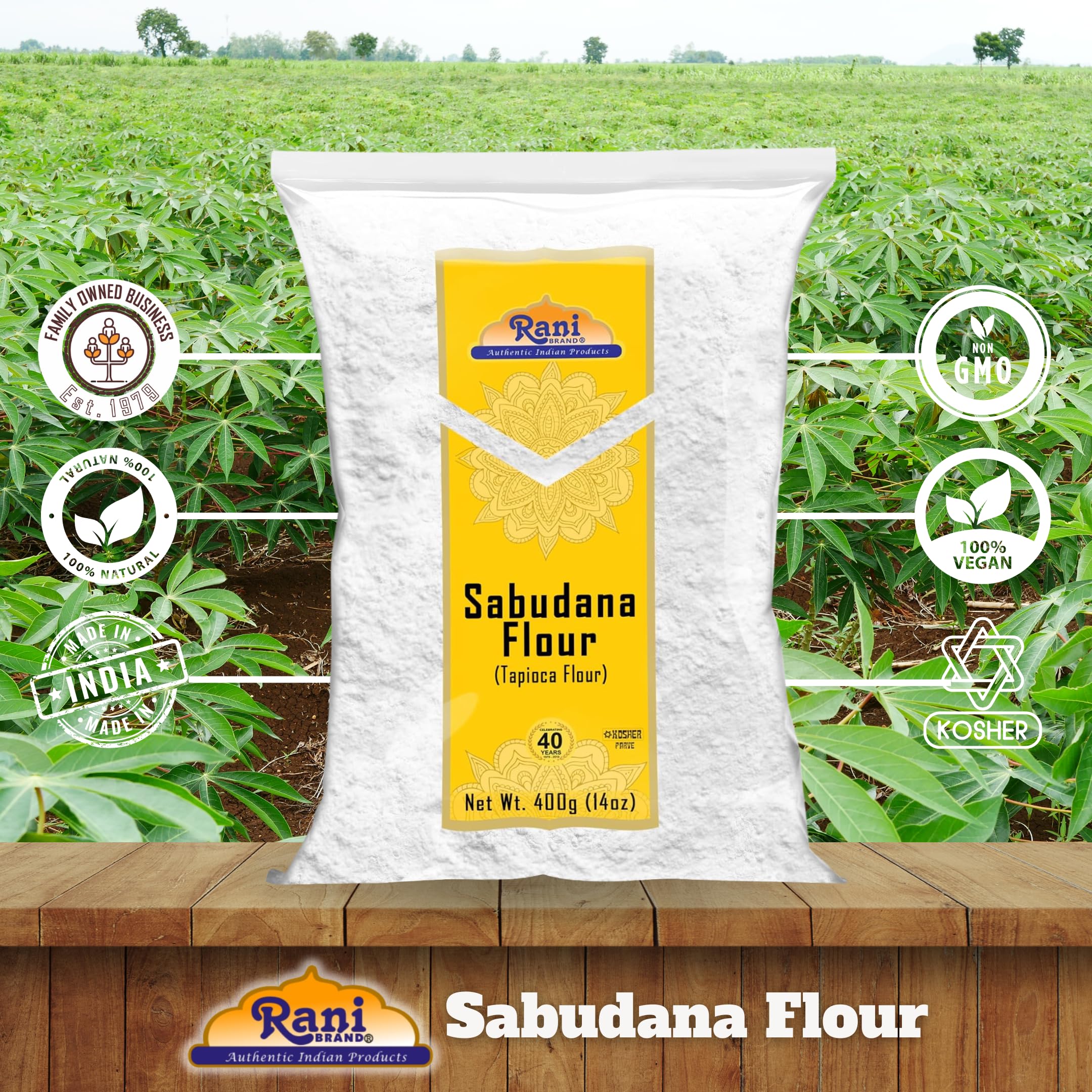 Rani Sabudana Flour (Tapioca/Sago Flour) 14oz (400g) ~ All Natural | Vegan | Gluten Friendly | NON-GMO | Kosher | Indian Origin - Image 4