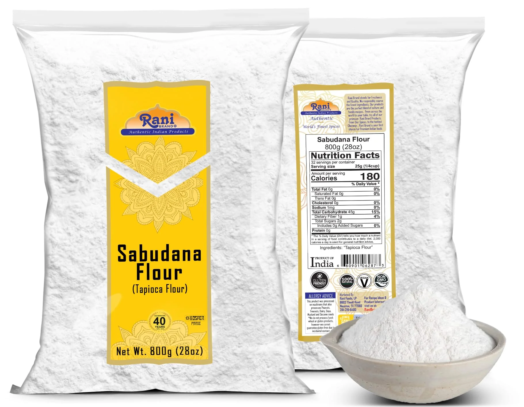 Rani Sabudana Flour (Tapioca/Sago Flour) 28oz (1.75lbs) 800g ~ All Natural | Vegan | Gluten Friendly | NON-GMO | Kosher | Indian Origin - Image 7