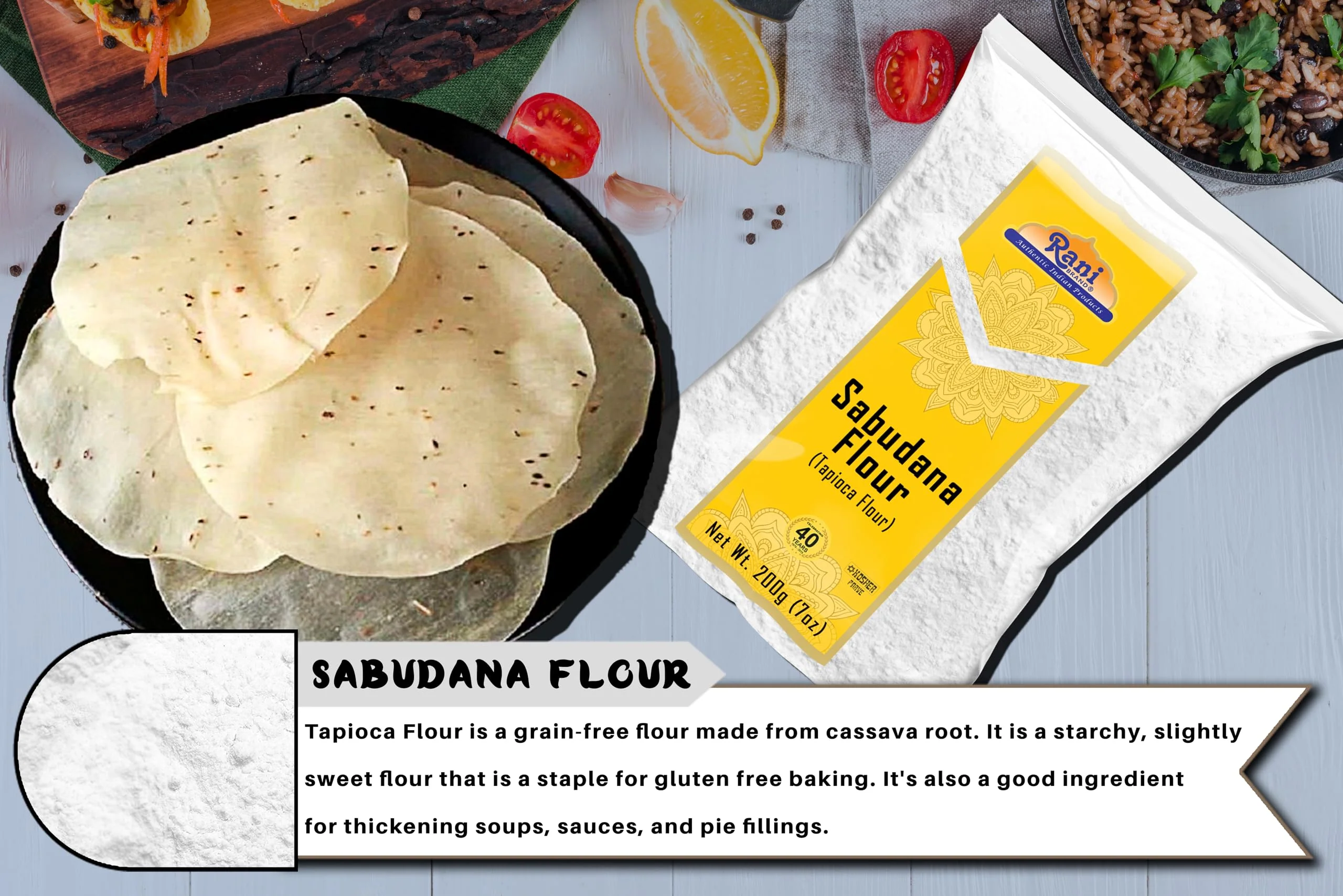 Rani Sabudana Flour (Tapioca/Sago Flour) 7oz (200g) ~ All Natural | Vegan | Gluten Friendly | NON-GMO | Kosher | Indian Origin - Image 6