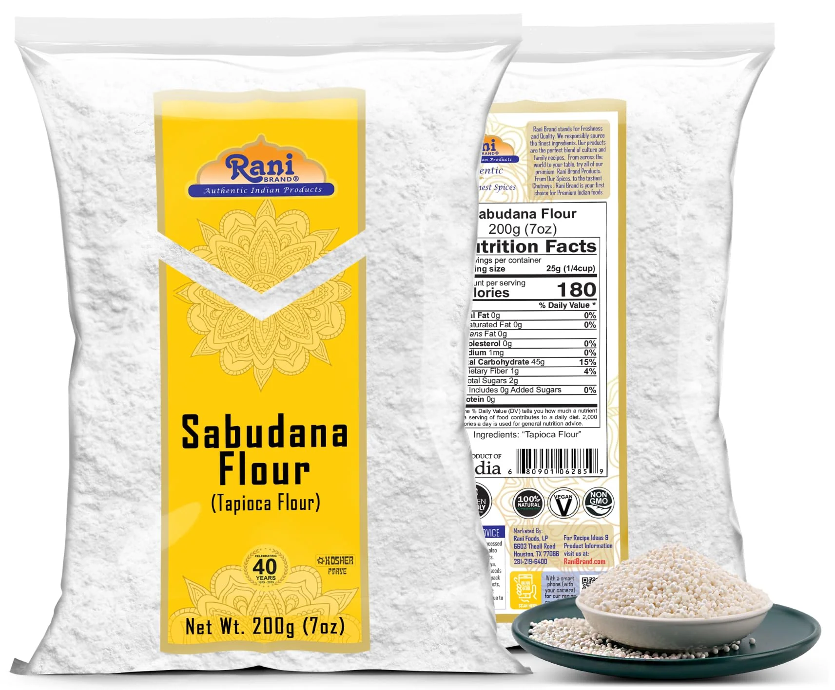 Rani Sabudana Flour (Tapioca/Sago Flour) 7oz (200g) ~ All Natural | Vegan | Gluten Friendly | NON-GMO | Kosher | Indian Origin - Image 8