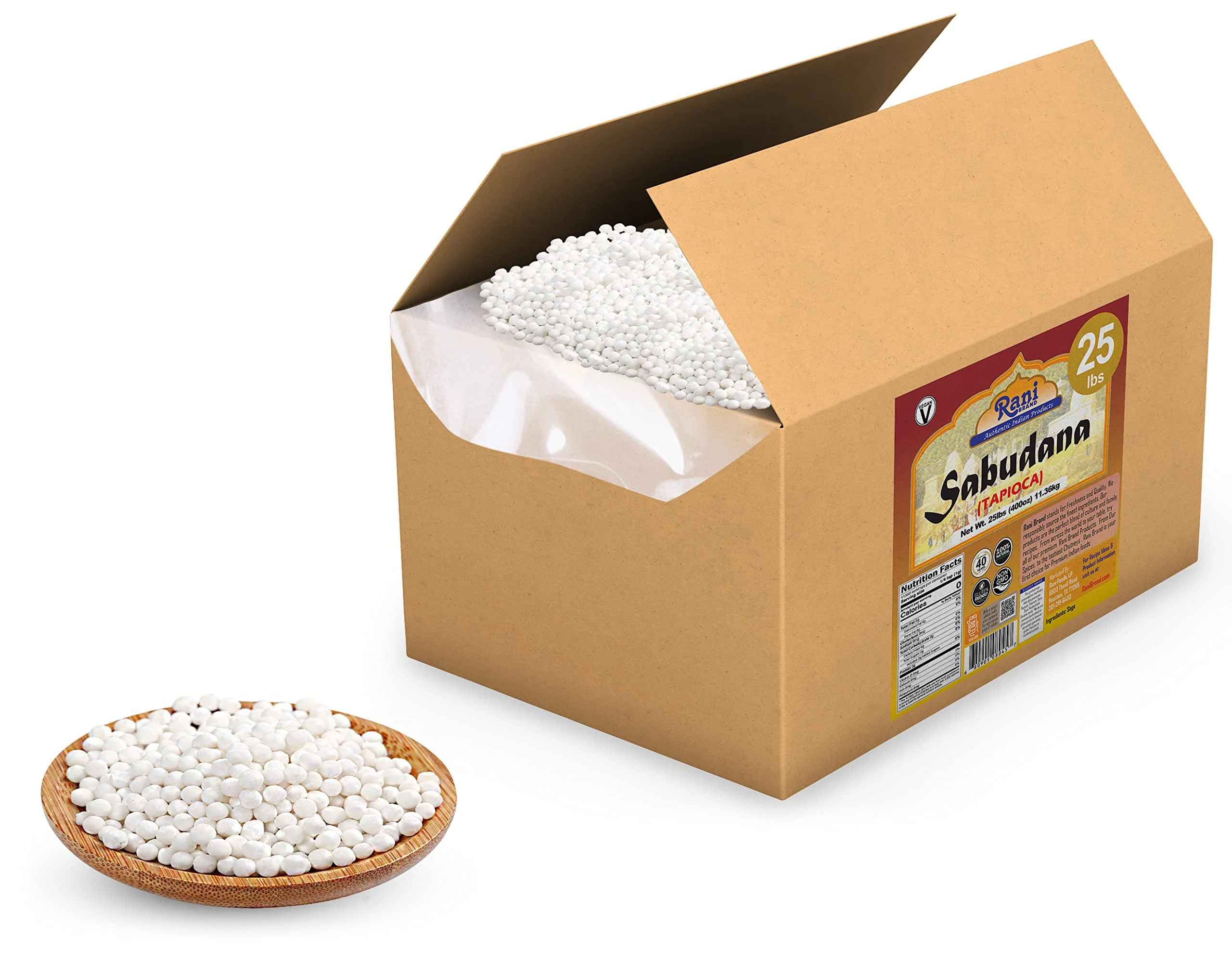 Rani Sabudana (Tapioca / Sago) Pearls 400oz (25lbs) 11.36kg Bulk Box ~ All Natural | Vegan | No Colors | NON-GMO | Indian Origin - Image 4