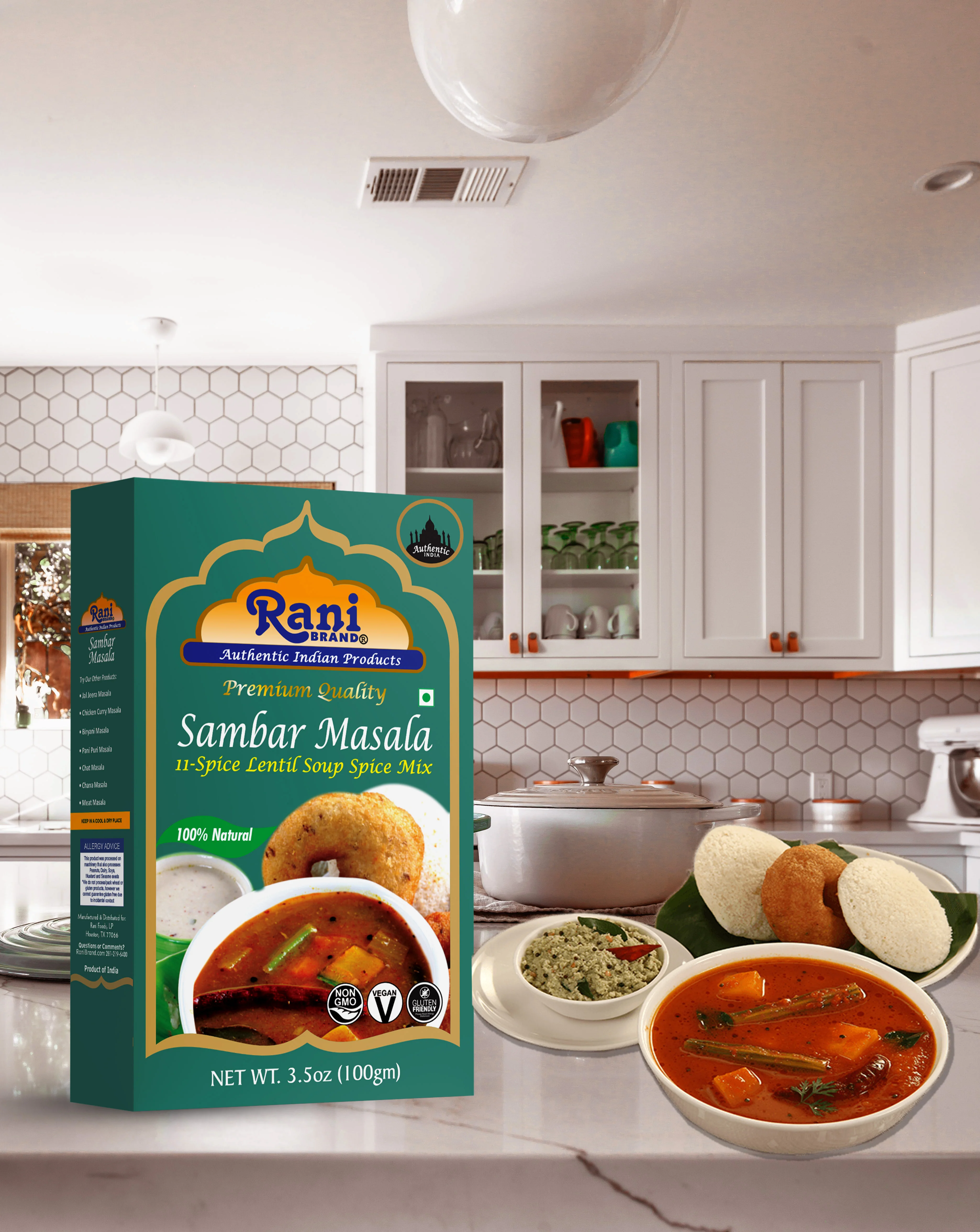 Rani Sambar Masala (Lentil Soup Spice Blend) 3.5oz (100g) ~ All Natural | Vegan | No Colors | Gluten Friendly | NON-GMO | Indian Origin - Image 2