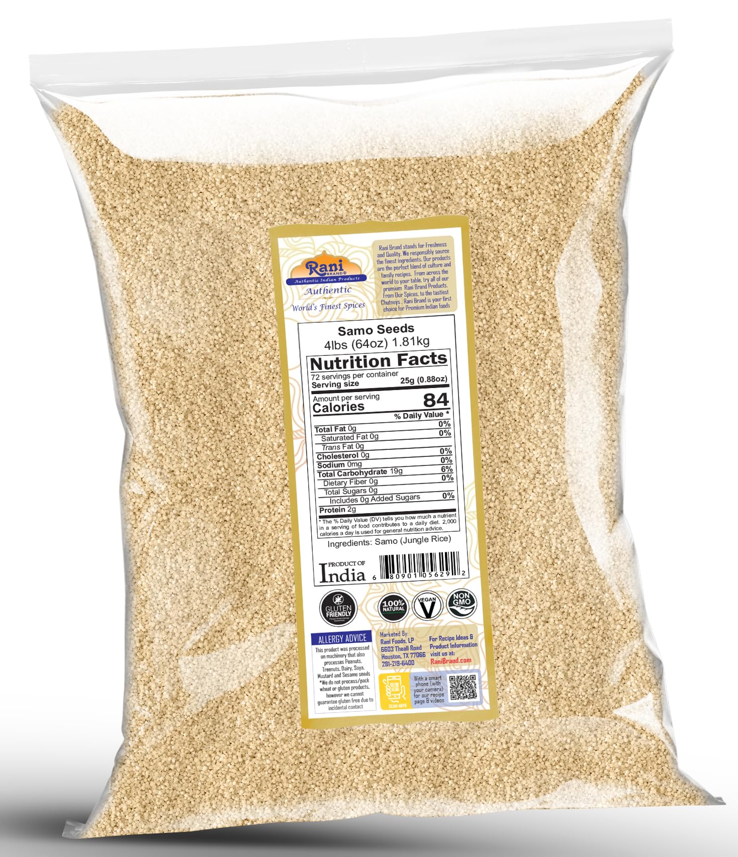 Rani Samo Seeds Whole (Japanese barnyard millet) Echinochloa frumentacea 64oz (4lbs) 1.81kg Bulk ~ All Natural | Vegan | Gluten Friendly | Kosher | NON-GMO - Image 8