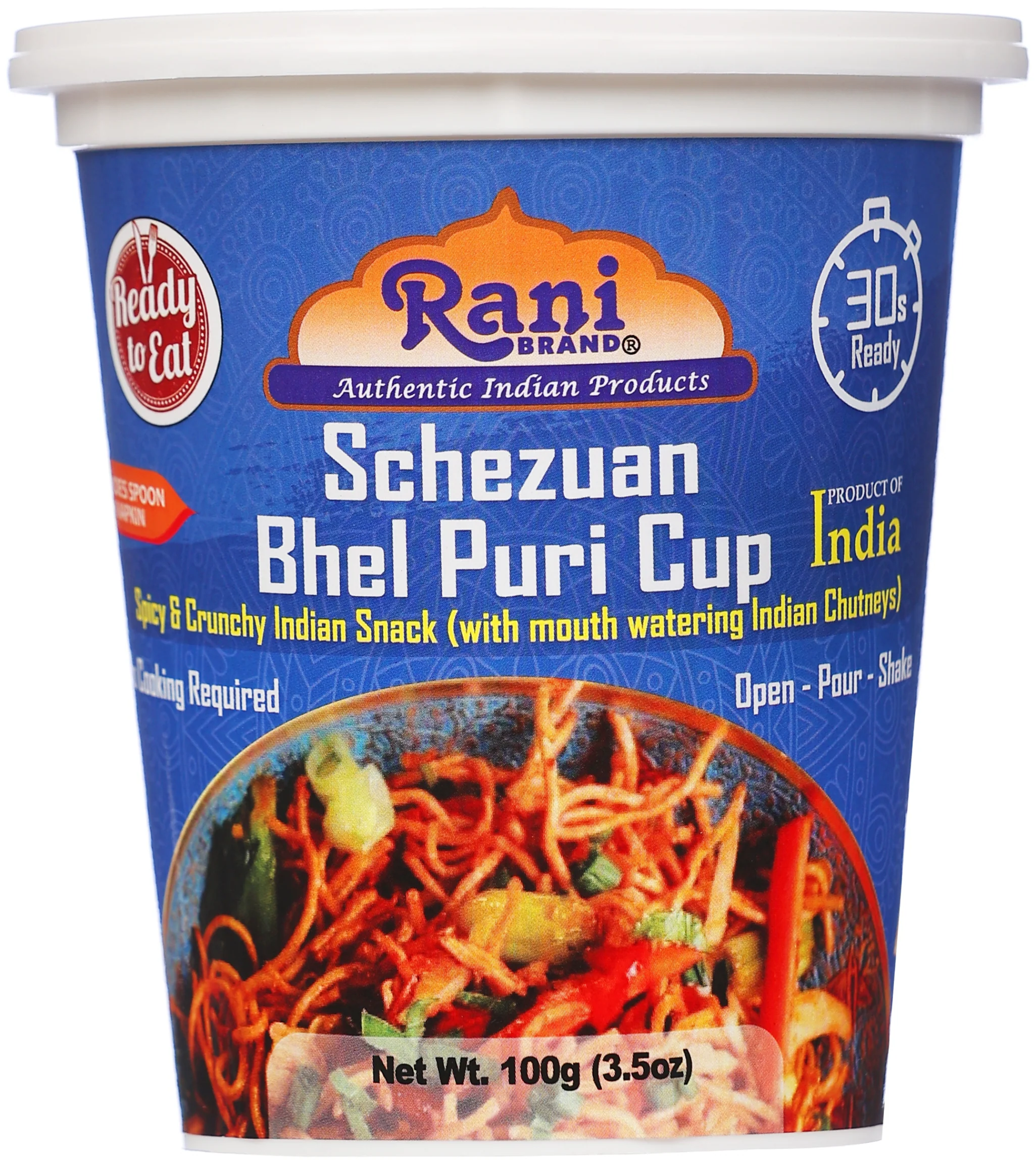 Rani Schezuan Bhel Puri Cup (Spicy & Crunchy Indian Snack w/ mouth watering Indian Chutneys) 3.5oz (100g), Pack of 2 ~ Ready to Eat | Vegan | NON-GMO | Indian Origin - Image 6