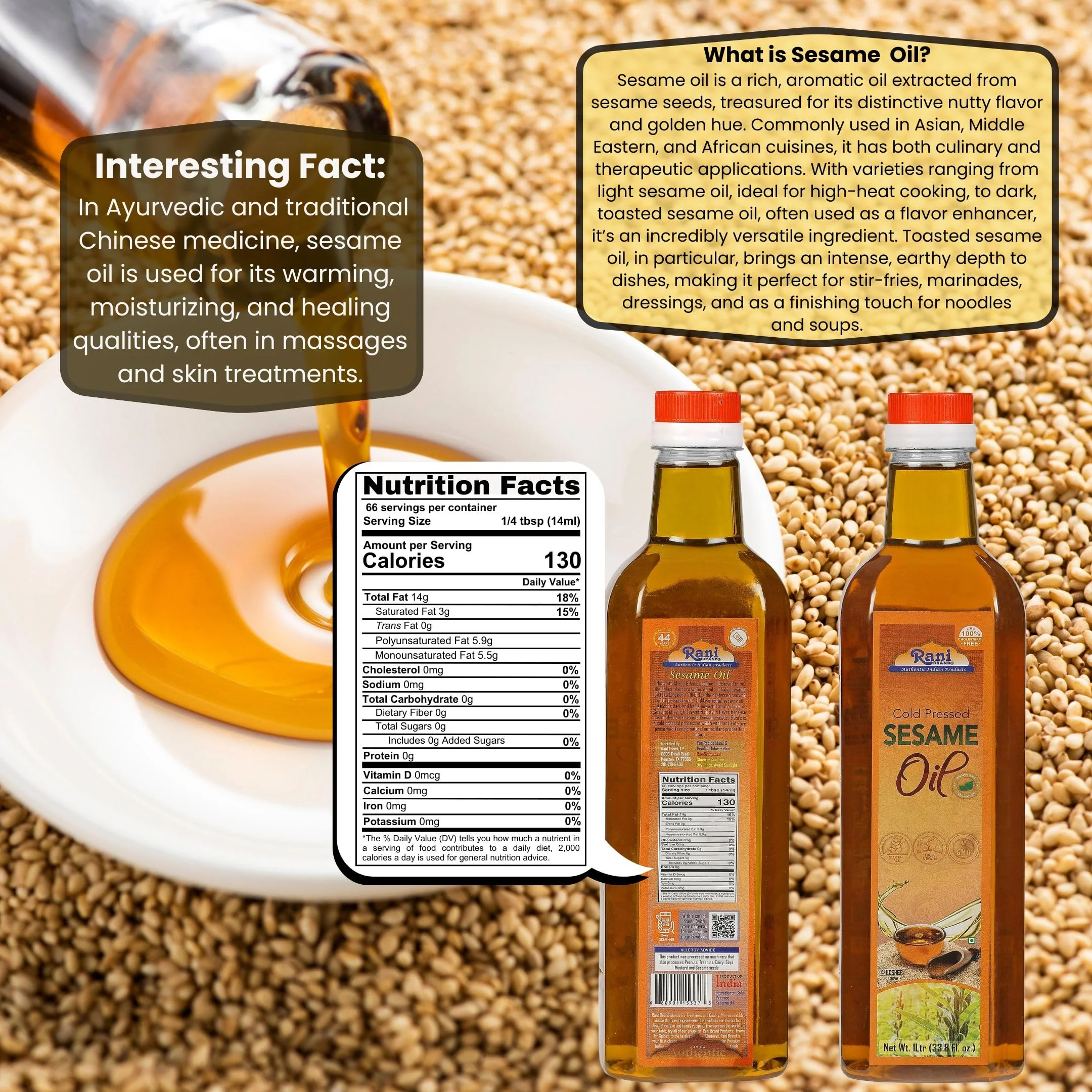 Rani Sesame Oil  {2 Sizes Available} - Image 3