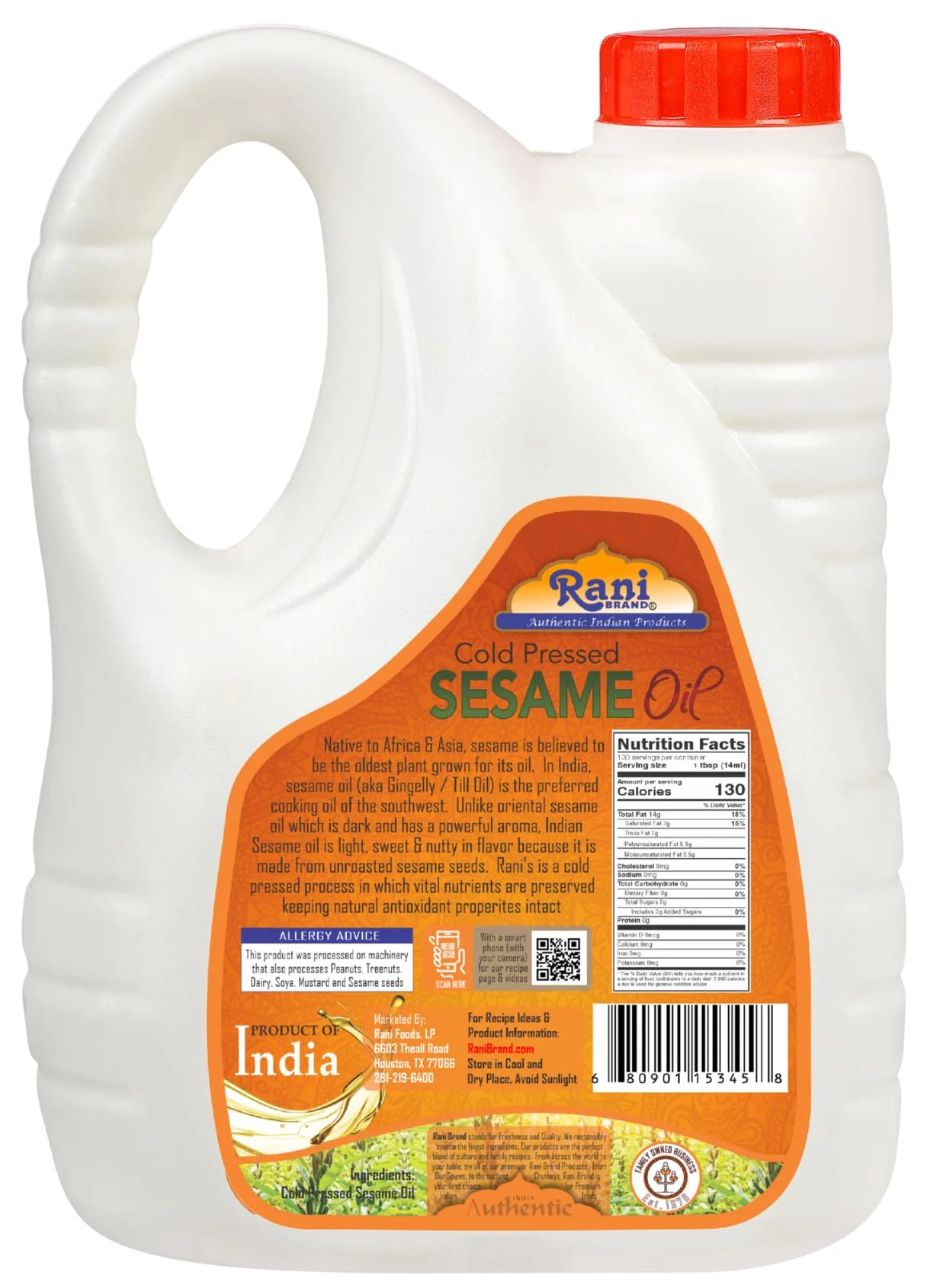 Rani Sesame Oil 67.6 Ounce (2 Liter) Cold Pressed | 100% Natural | NON-GMO | Kosher | Vegan | Gluten Free - Image 8
