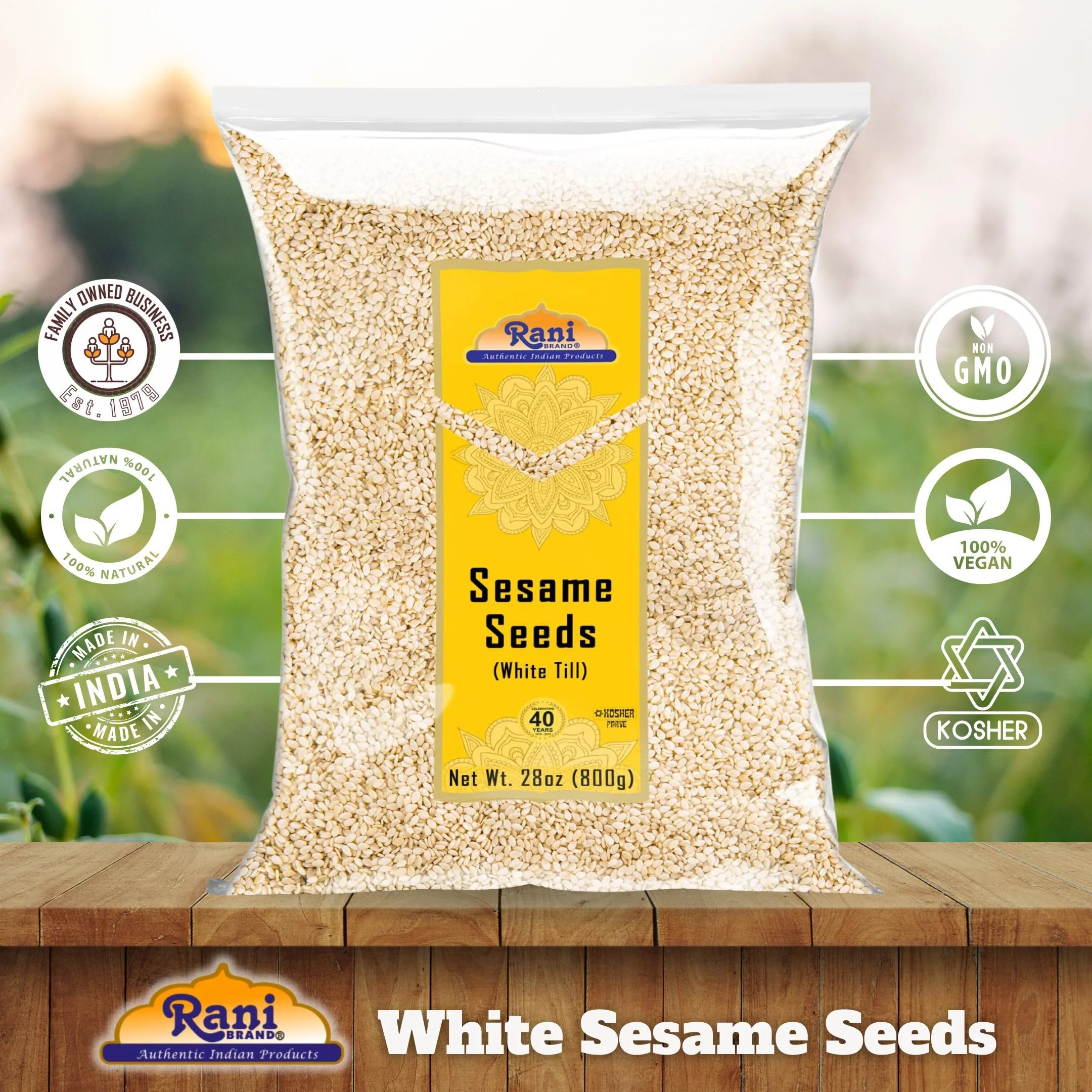 Rani Sesame Seeds Whole White, Hulled (Till) 28oz (800gm) ~ All Natural | Gluten Friendly | NON-GMO | Kosher | Vegan | Indian Origin - Image 4
