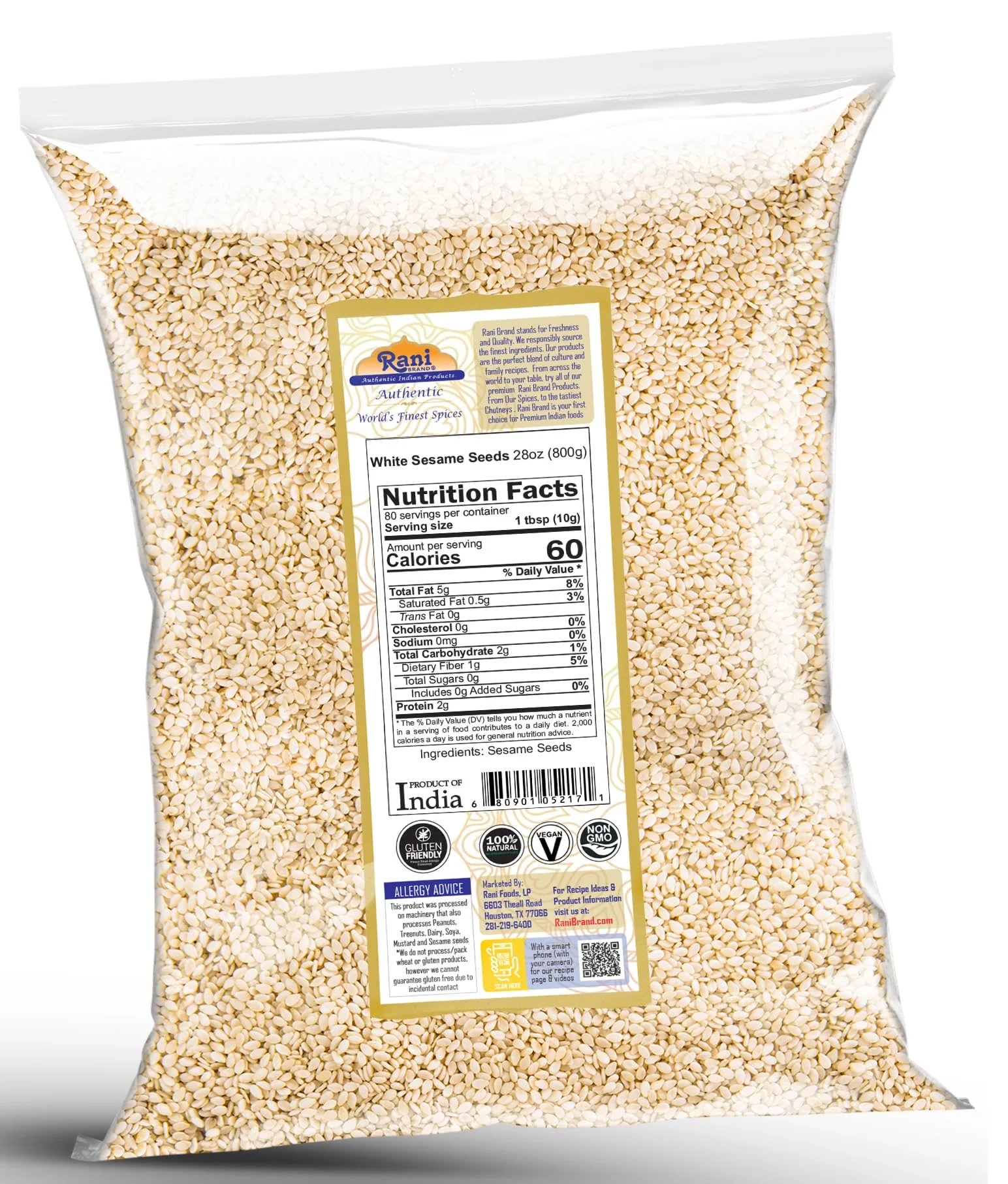 Rani Sesame Seeds Whole White, Hulled (Till) 28oz (800gm) ~ All Natural | Gluten Friendly | NON-GMO | Kosher | Vegan | Indian Origin - Image 8