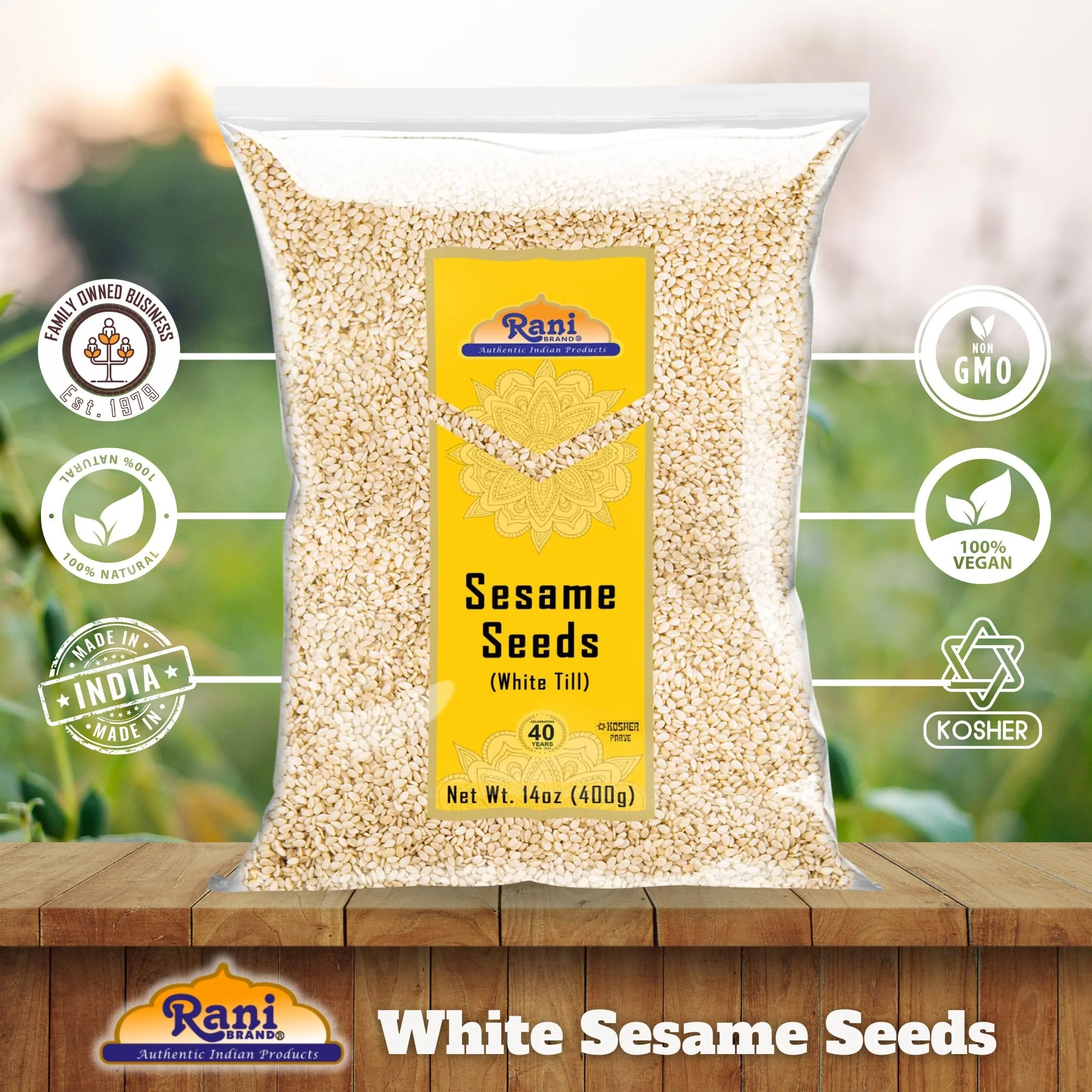Rani Sesame Seeds White (Till) 14oz (400gm) ~ All Natural | Gluten Free Ingredients | NON-GMO | Kosher | Vegan | Indian Origin - Image 4