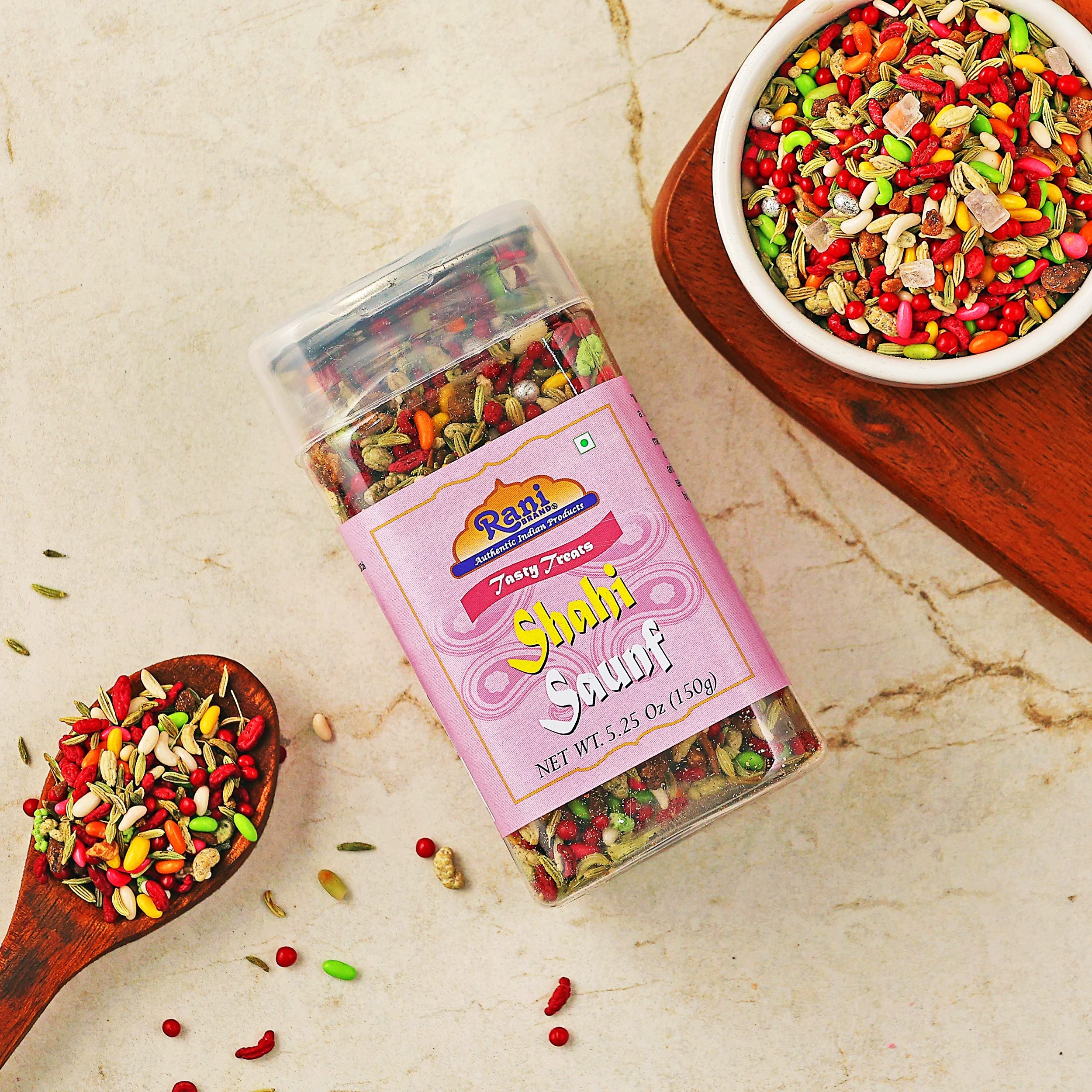 Rani Shahi Saunf 5.25oz (150g) Vacuum Sealed, Easy Open Top, Resealable Container ~ Indian Tasty Treats | Vegan | Gluten Friendly | NON-GMO | Indian Origin - Image 2