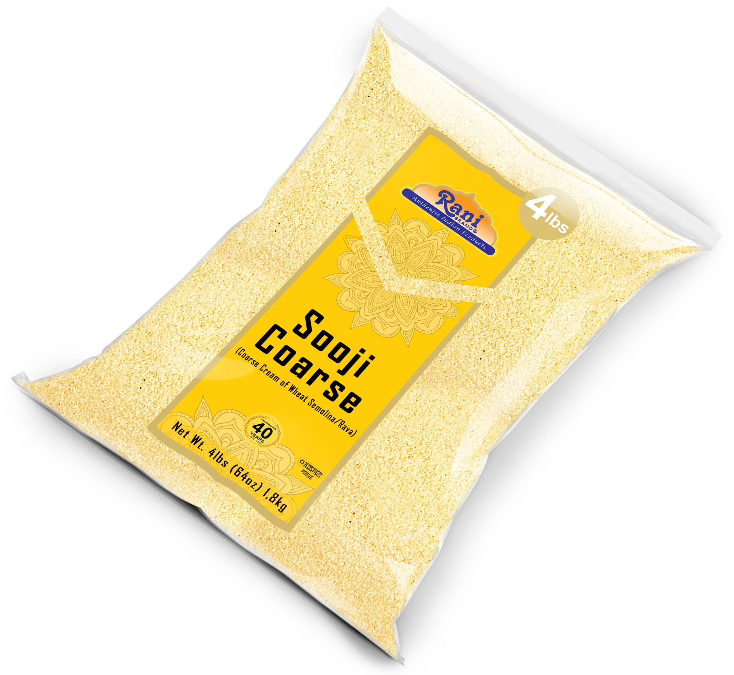 Rani Sooji Coarse (Farina, Suji, Rava, Rawa, Wheat Semolina) Flour 64oz (4lbs) 1.81kg ~ All Natural | Vegan | NON-GMO | Kosher | Indian Origin - Image 8