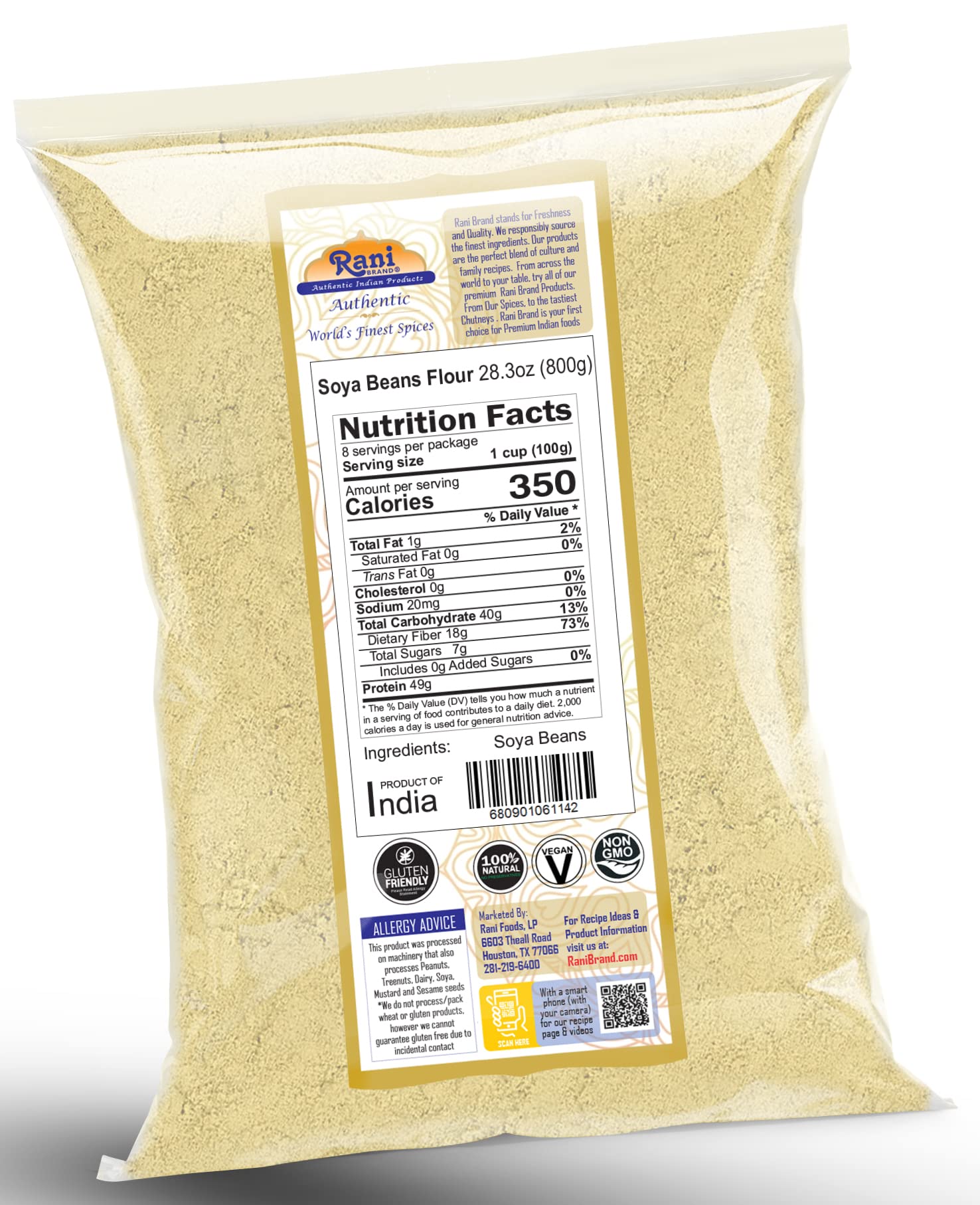 Rani Soya Beans Flour (Soy flour) 28oz (800g) ~ All Natural | Vegan | Gluten Friendly | NON-GMO | Kosher | Indian Origin - Image 6