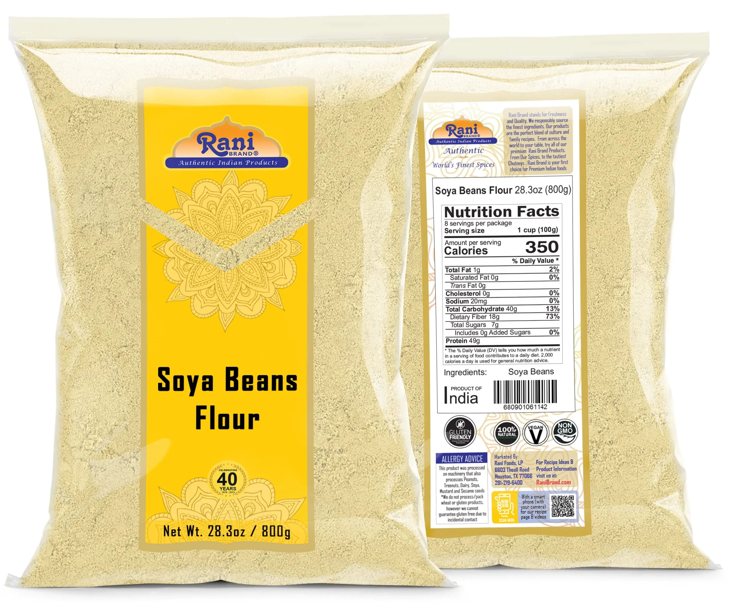 Rani Soya Beans Flour (Soy flour) 28oz (800g) ~ All Natural | Vegan | Gluten Friendly | NON-GMO | Kosher | Indian Origin - Image 8