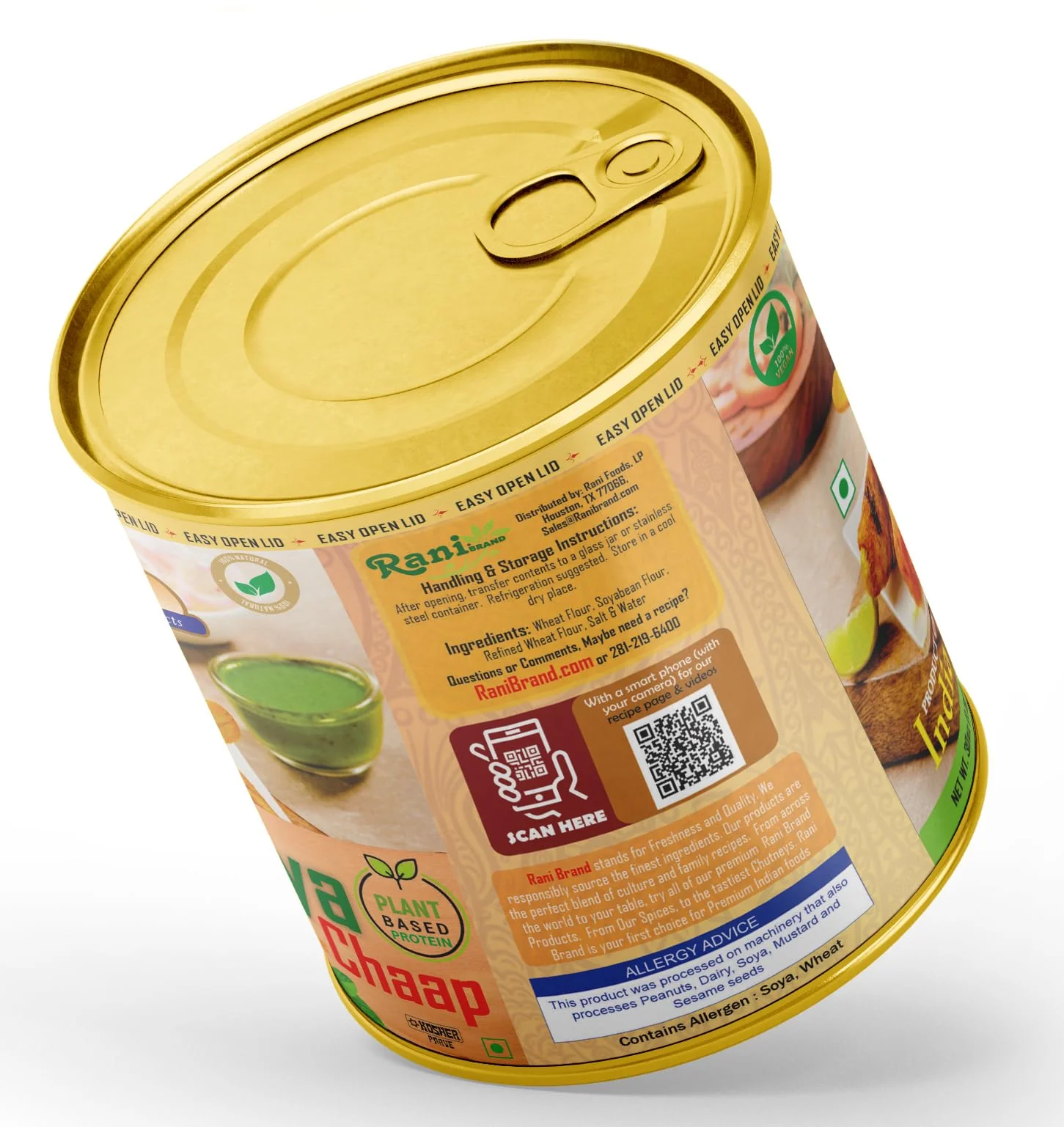 Rani Soya Chaap (Plant Based Protein) 30oz (1.875lbs) 850g, Pack of 18 ~ Easy Open Lid | All Natural | Vegan | No Colors | NON-GMO | Kosher | Indian Origin | Soy Based Meat Substitute - Image 8