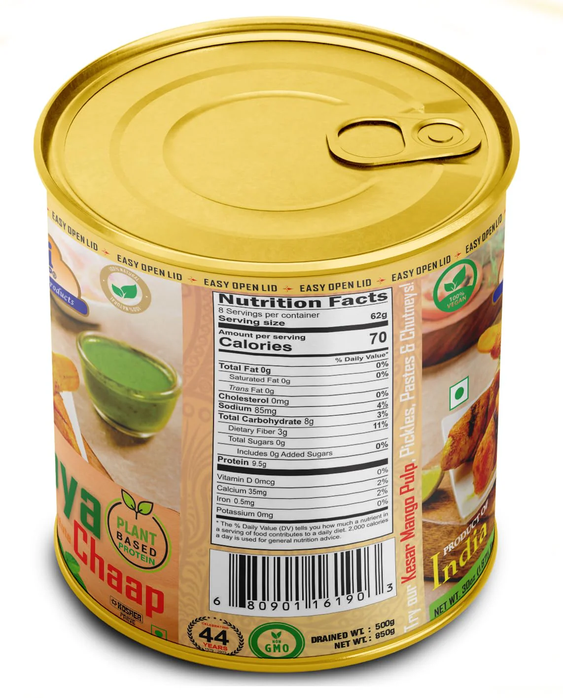 Rani Soya Chaap (Plant Based Protein) 30oz (1.875lbs) 850g, Pack of 18 ~ Easy Open Lid | All Natural | Vegan | No Colors | NON-GMO | Kosher | Indian Origin | Soy Based Meat Substitute - Image 9