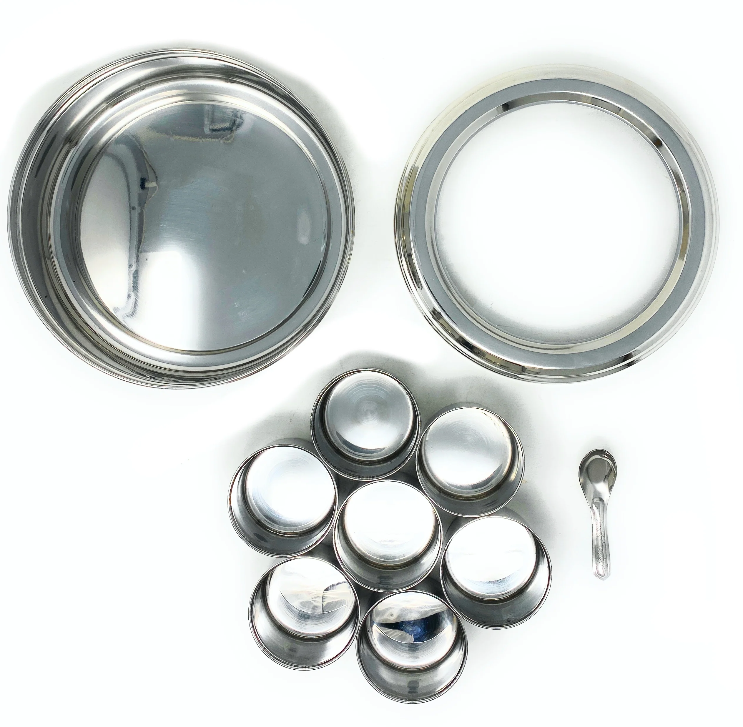 Rani Spice Box Stainless Steel Transparent Round Storage For Spices (Masala Dabba) 7 Compartments, with spoon (7.5in x 2.8in) ~ Packed in an attractive box, perfect for gifts! - Image 5