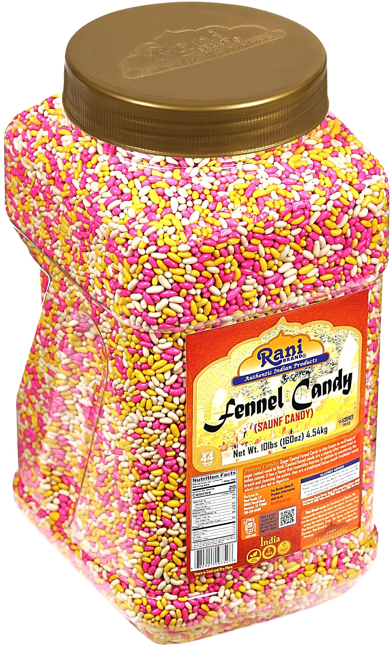 Rani Sugar Coated Fennel Candy 160oz (10lbs) 4.54kg Bulk PET Jar ~ Indian After Meal Digestive Treat | Vegan | Gluten Friendly | NON-GMO | Kosher | Indian Origin - Image 6