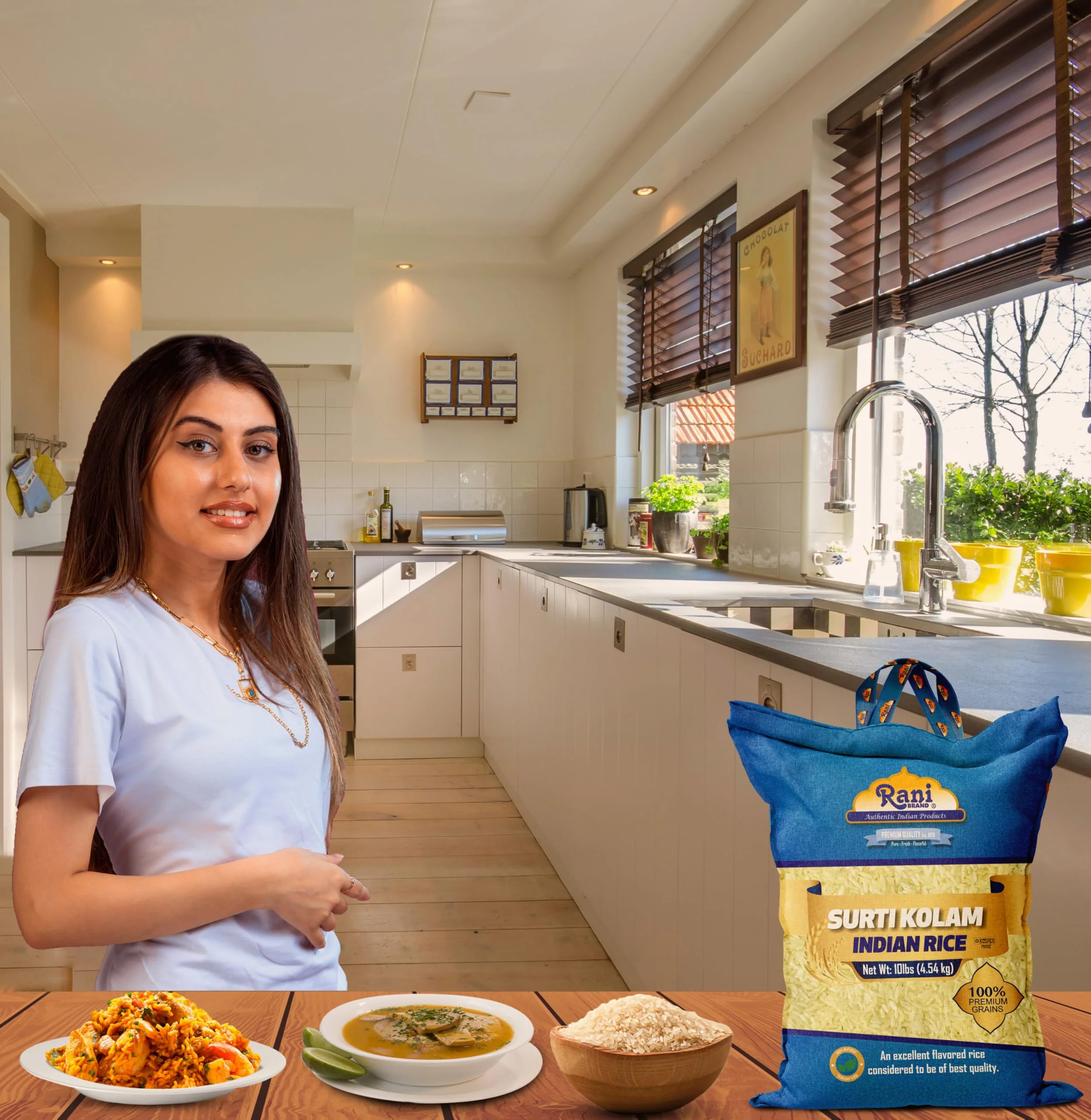 Rani Surti Kolam Indian Rice 160oz (10lbs) 4.54kg Cloth Bag ~ All Natural | Gluten Friendly | Vegan | Kosher | Export Quality | Indian Origin - Image 5