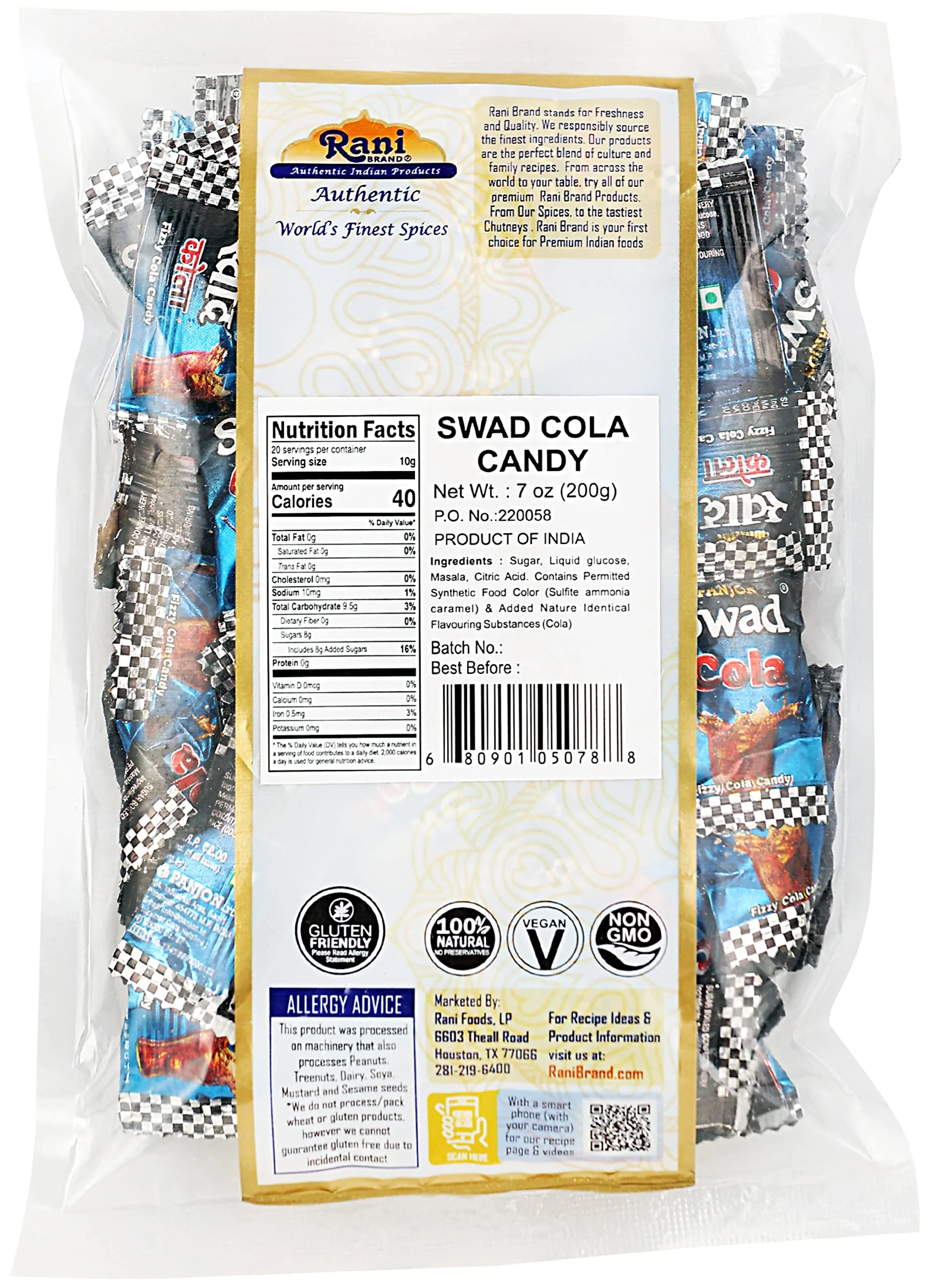 Rani Swad Cola Candy 7oz (200g) Individually Wrapped ~ Indian Tasty Treats | Vegan | Gluten Friendly | NON-GMO | Indian Origin - Image 3