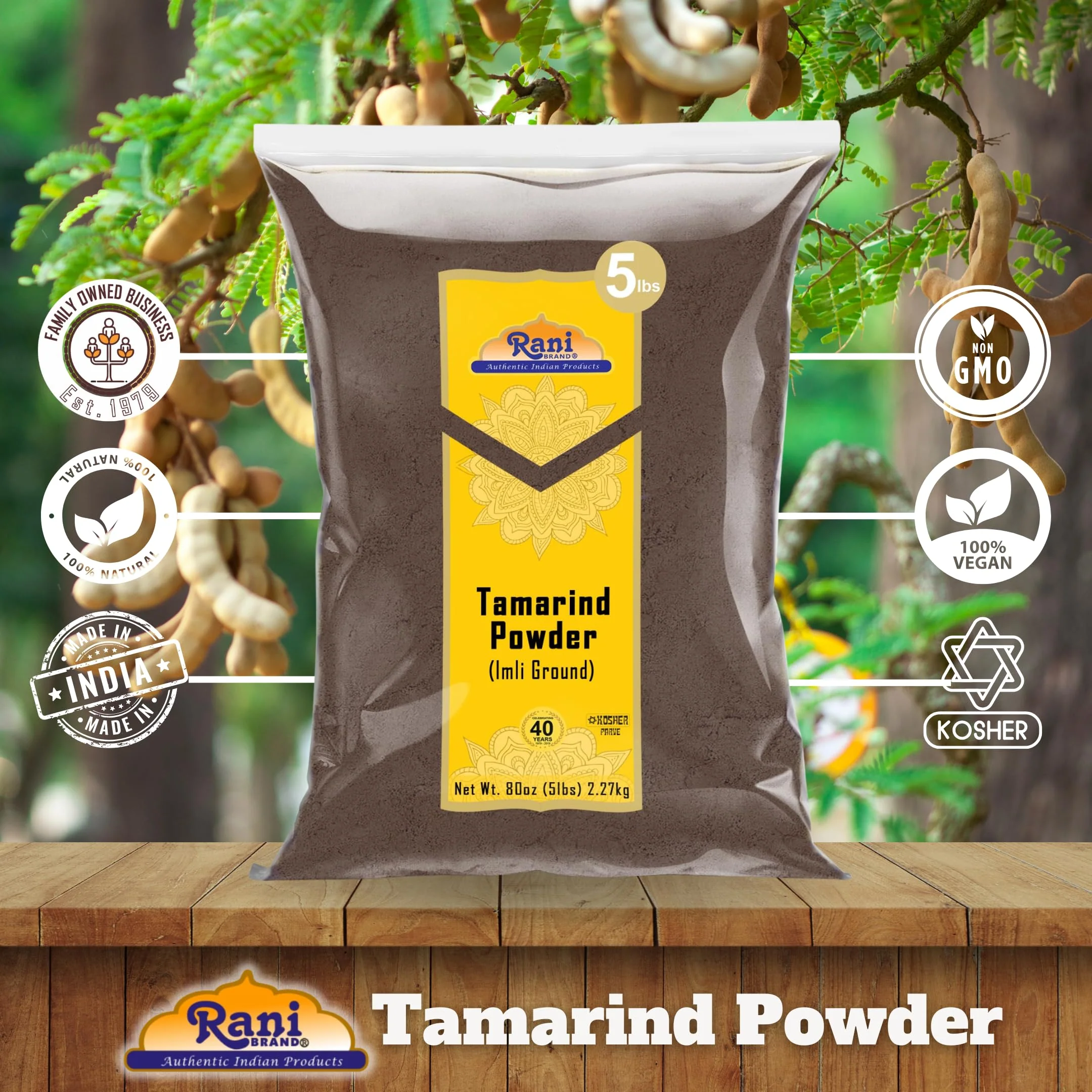 Rani Tamarind Powder (Imli) 80oz (5lbs) 2.27kg Bulk ~ All Natural| No Added Sugar/Salt | Vegan | Gluten Friendly | Kosher | NON-GMO | Indian Origin - Image 4