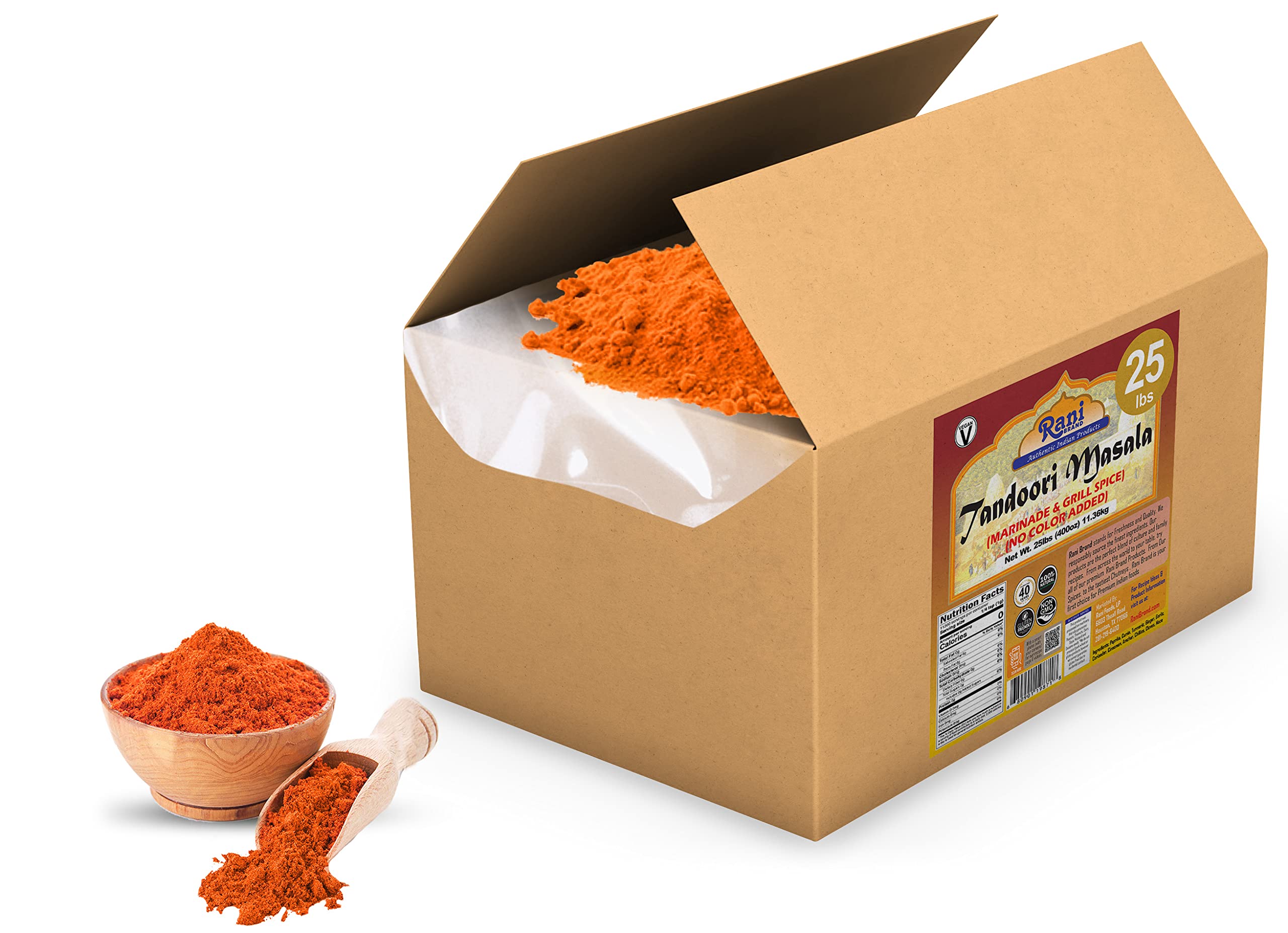 Rani Tandoori Masala (Natural, No Colors ) Indian 11-Spice Blend, 25 Pound (400 Ounce) 11.36kg ~ Bulk Box ~ Salt-Free | Vegan | Gluten-Free | NON-GMO - Image 3