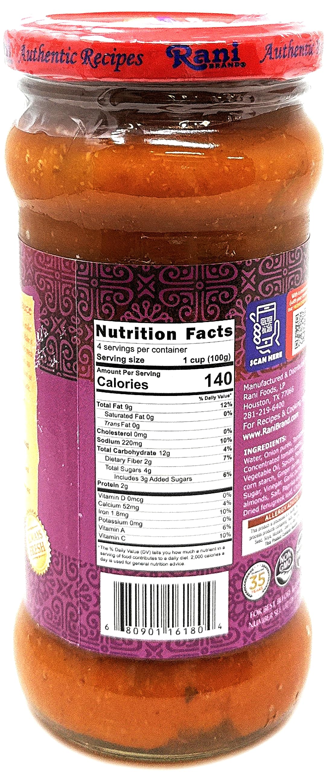 Rani Tandoori Curry Vegan Simmer Sauce (Creamy Tomato & Smoked Paprika) 14oz (400g) Glass Jar, Pack of 5 +1 FREE ~ Easy to Use | Vegan | No Colors | All Natural | NON-GMO | Gluten Free | Indian Origin - Image 7