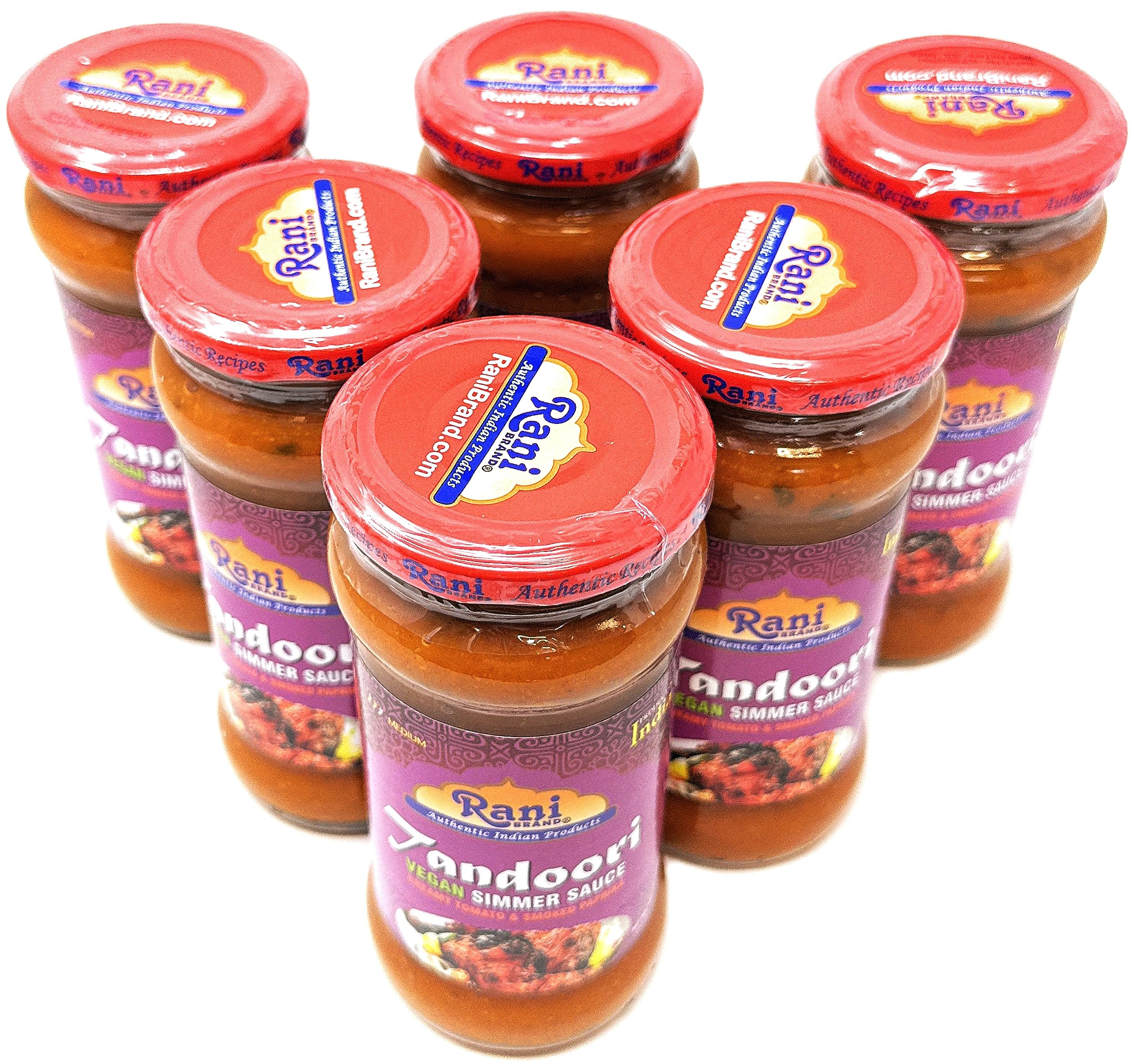 Rani Tandoori Curry Vegan Simmer Sauce (Creamy Tomato & Smoked Paprika) 14oz (400g) Glass Jar, Pack of 5 +1 FREE ~ Easy to Use | Vegan | No Colors | All Natural | NON-GMO | Gluten Free | Indian Origin - Image 9