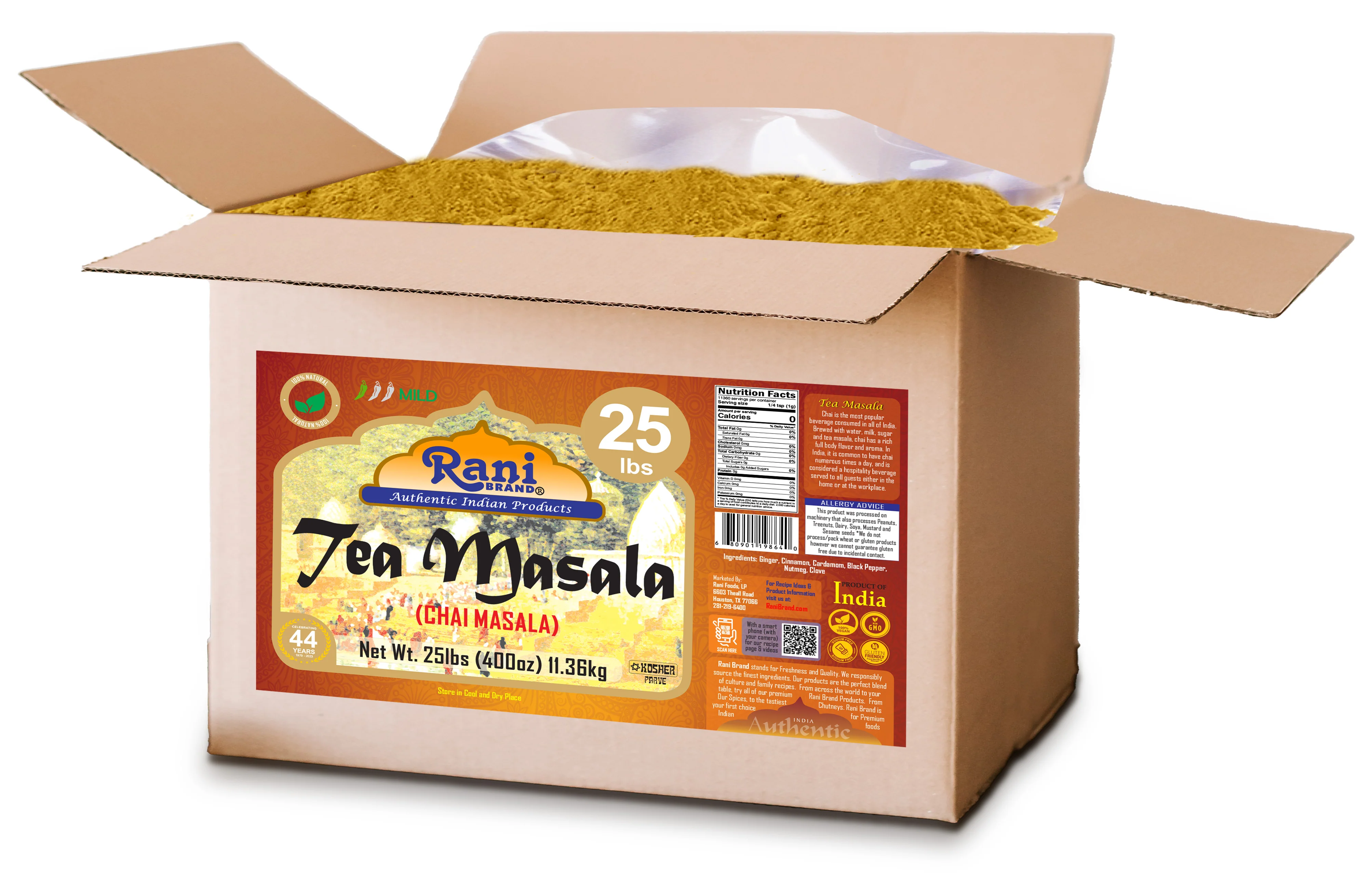 Rani Tea (Chai) Masala Indian Spice Blend 400oz (25lbs) 11.36kg Bulk Box ~ All Natural | Vegan | Gluten Friendly | Kosher | Salt & Sugar Free - Image 4