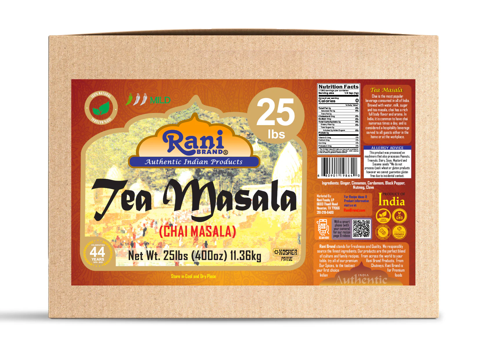 Rani Tea (Chai) Masala Indian Spice Blend 400oz (25lbs) 11.36kg Bulk Box ~ All Natural | Vegan | Gluten Friendly | Kosher | Salt & Sugar Free - Image 7
