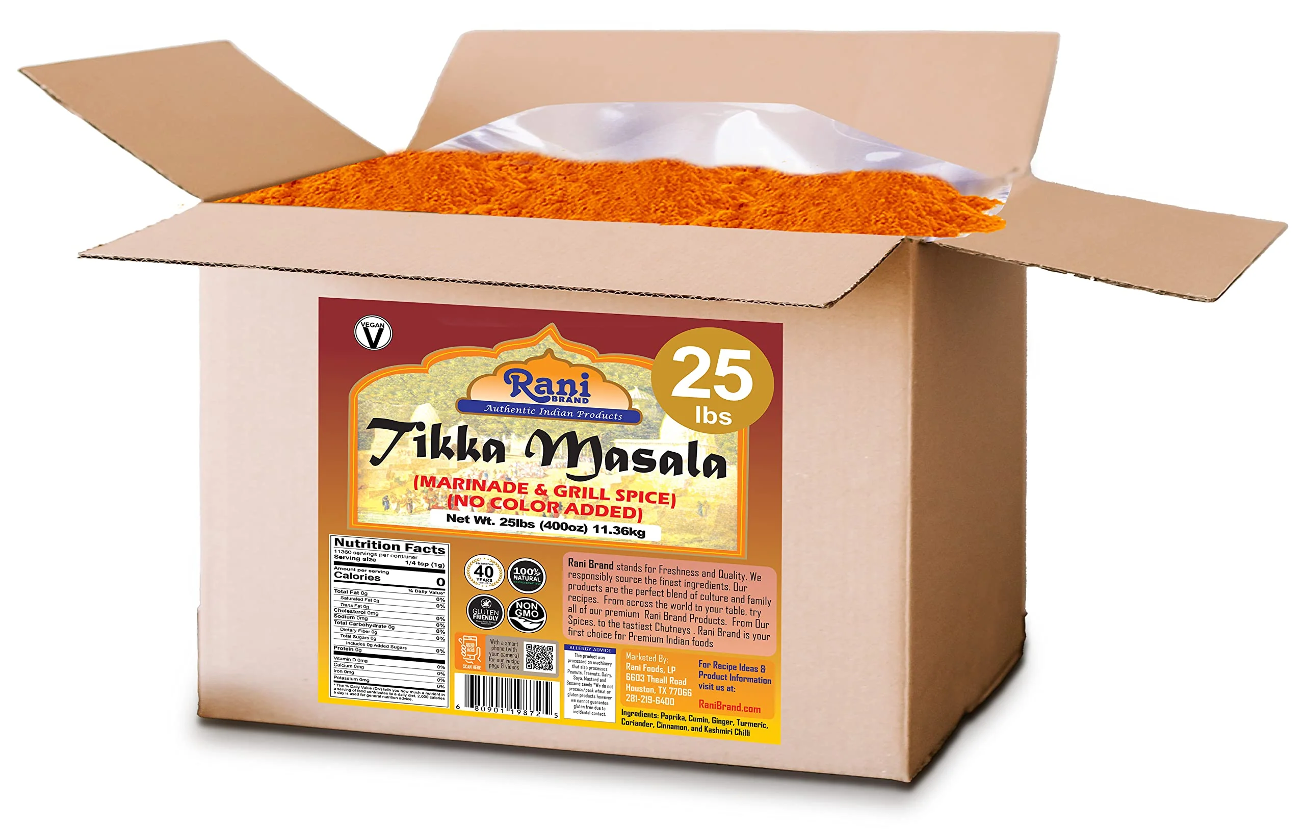 Rani Tikka Masala Indian 7-Spice Blend 400oz (25lbs) 11.36kg Bulk Box ~ All Natural | Salt-Free | Vegan | No Colors | Gluten Friendly | NON-GMO - Image 3