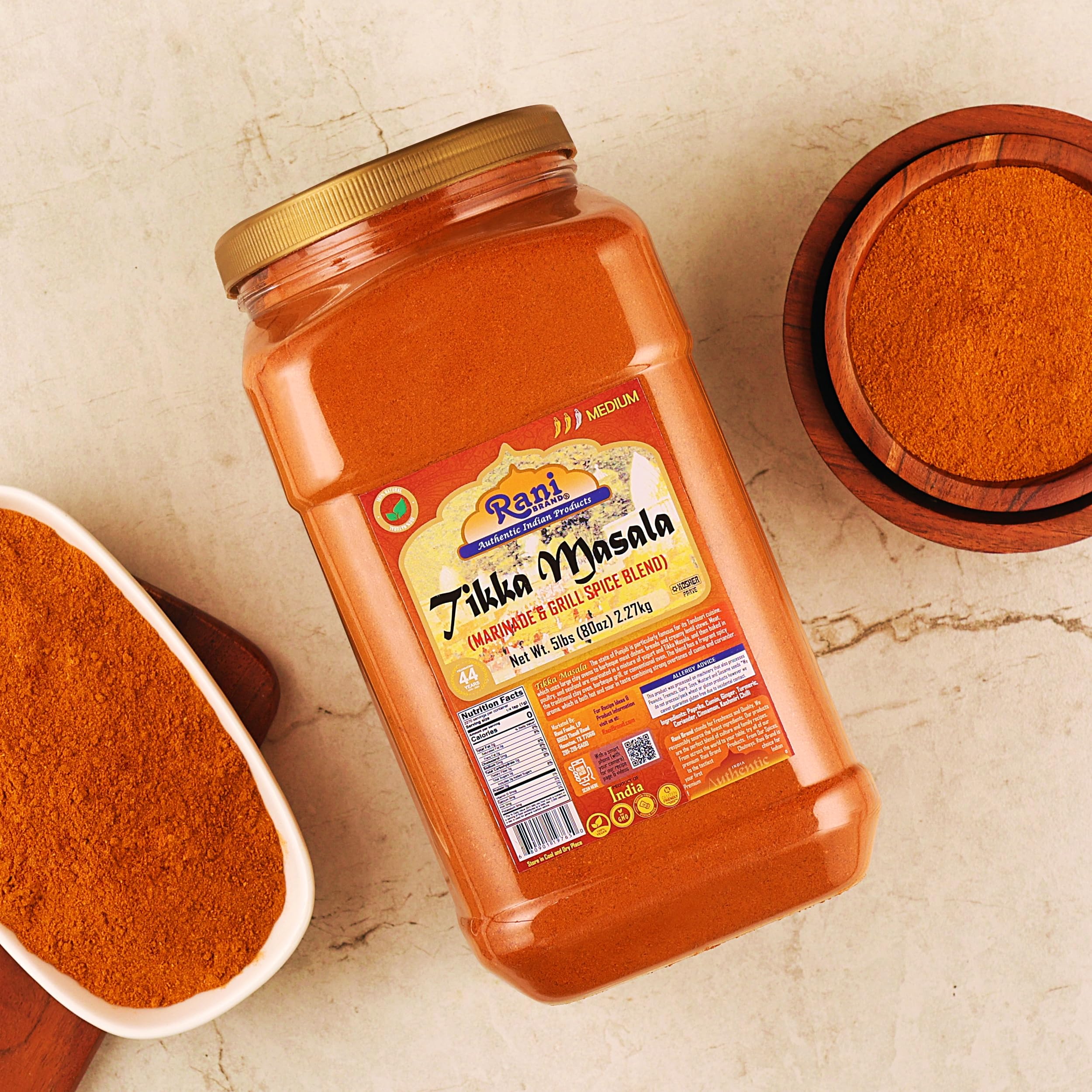 Rani Tikka Masala Indian 7-Spice Blend 80oz (5lbs) 2.27kg Bulk PET Jar ~ All Natural | Salt-Free | Vegan | No Colors | Gluten Friendly | NON-GMO | Kosher | Indian Origin - Image 5