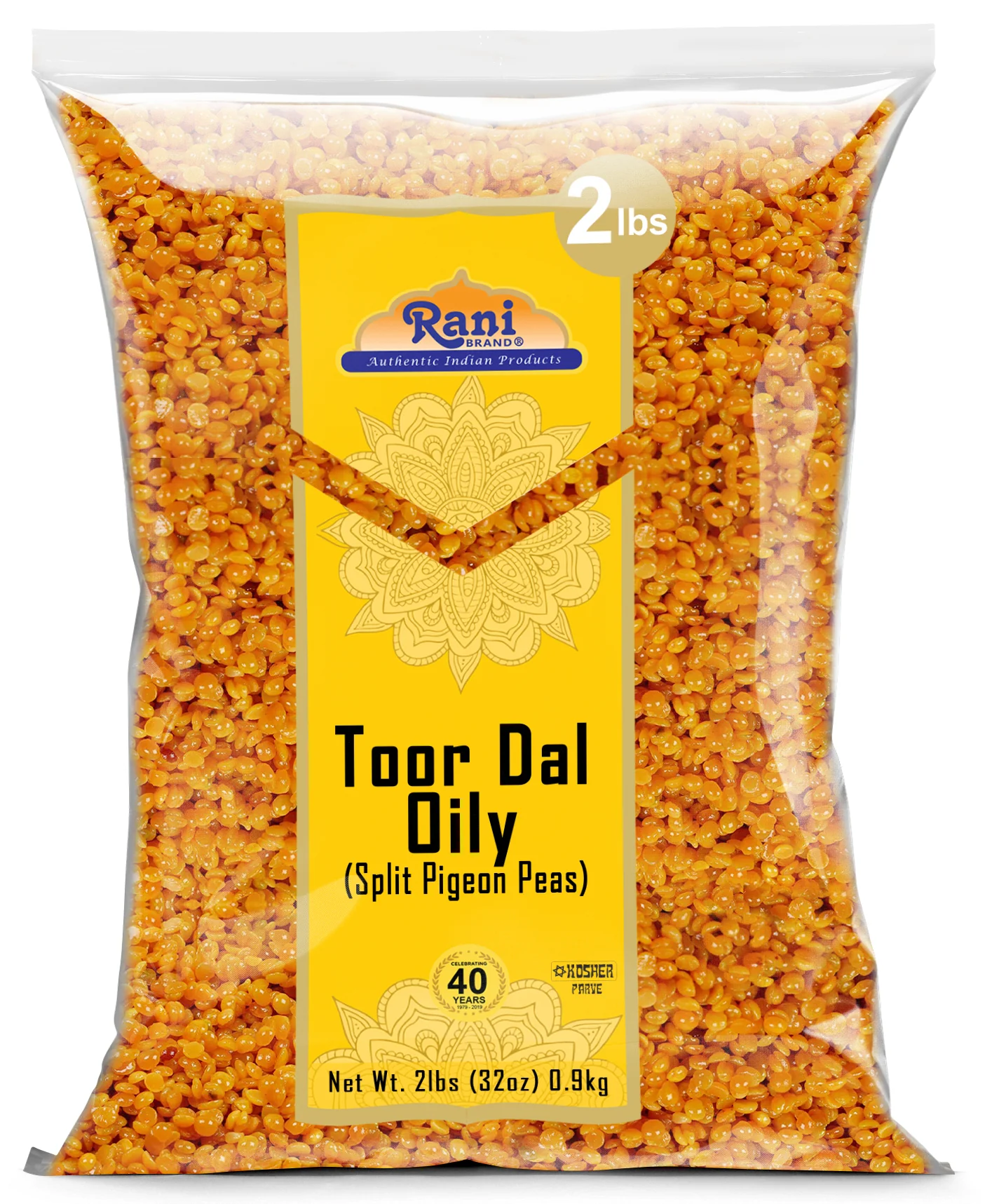 Rani Toor Dal (Split Pigeon Peas) Oily, 32oz (2lbs) 908g ~ All Natural | Gluten Friendly | NON-GMO | Kosher | Vegan | Indian Origin