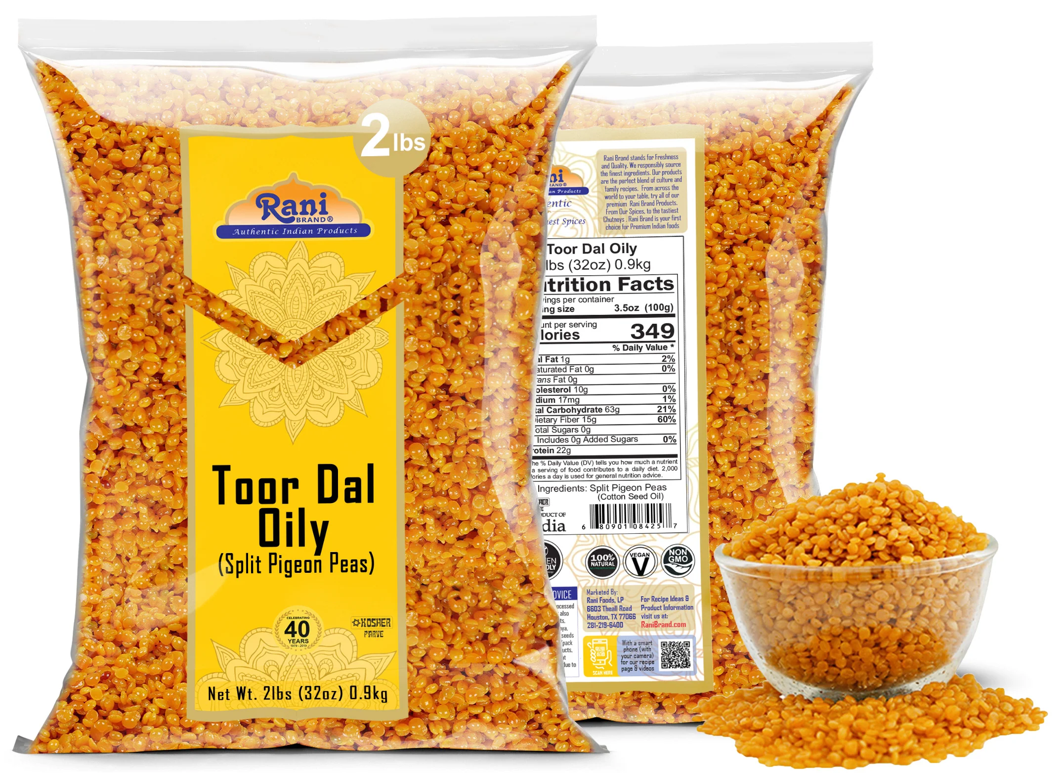 Rani Toor Dal (Split Pigeon Peas) Oily, 32oz (2lbs) 908g ~ All Natural | Gluten Friendly | NON-GMO | Kosher | Vegan | Indian Origin - Image 7