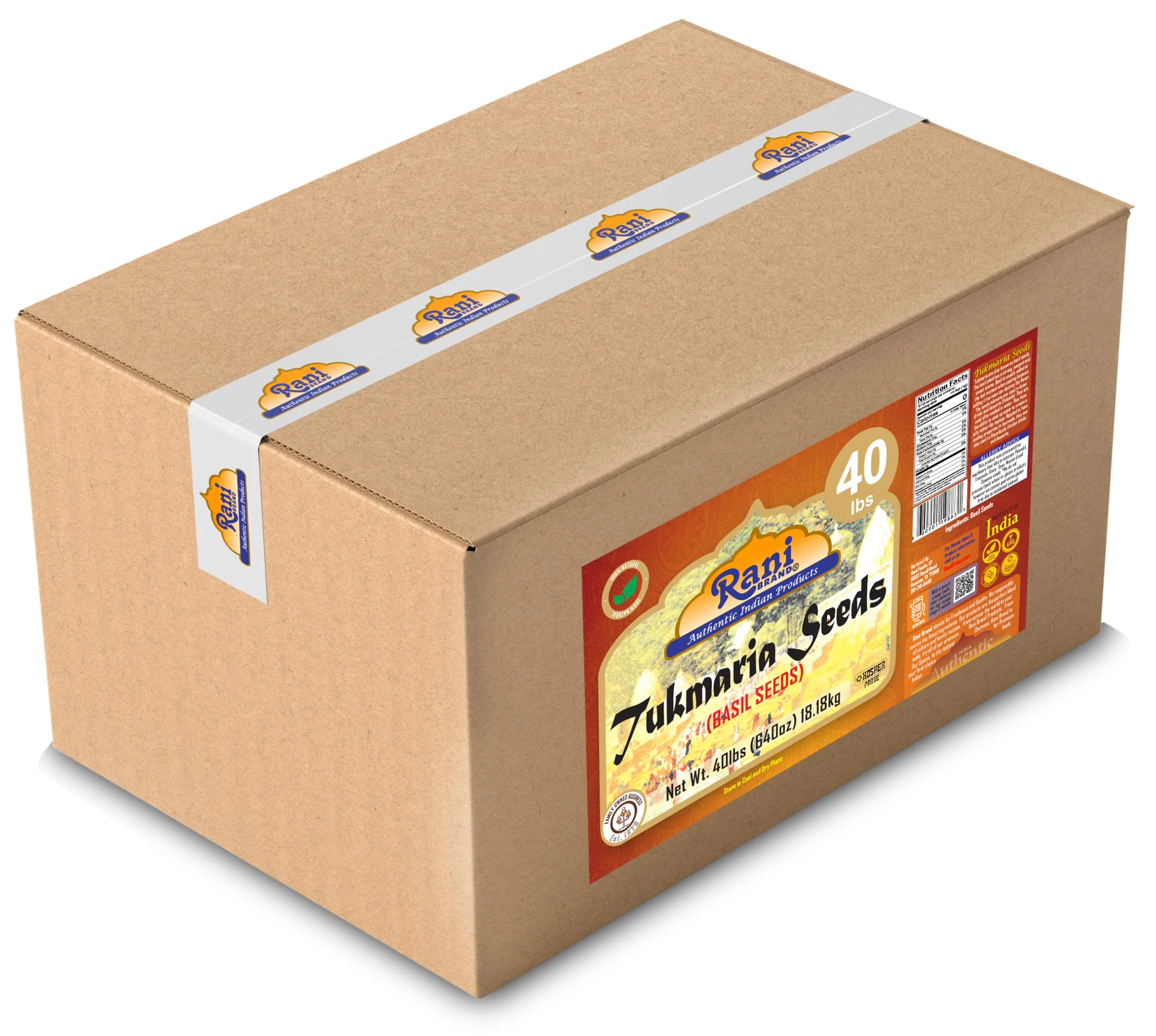 Rani Tukmaria (Holy Basil Seeds) 640oz (40lbs) 18.14kg Used for Falooda / Sabja Dessert, Spice & Ayurveda Herbal ~ All Natural | Gluten Friendly | NON-GMO | Kosher | Vegan | Indian Origin - Image 4