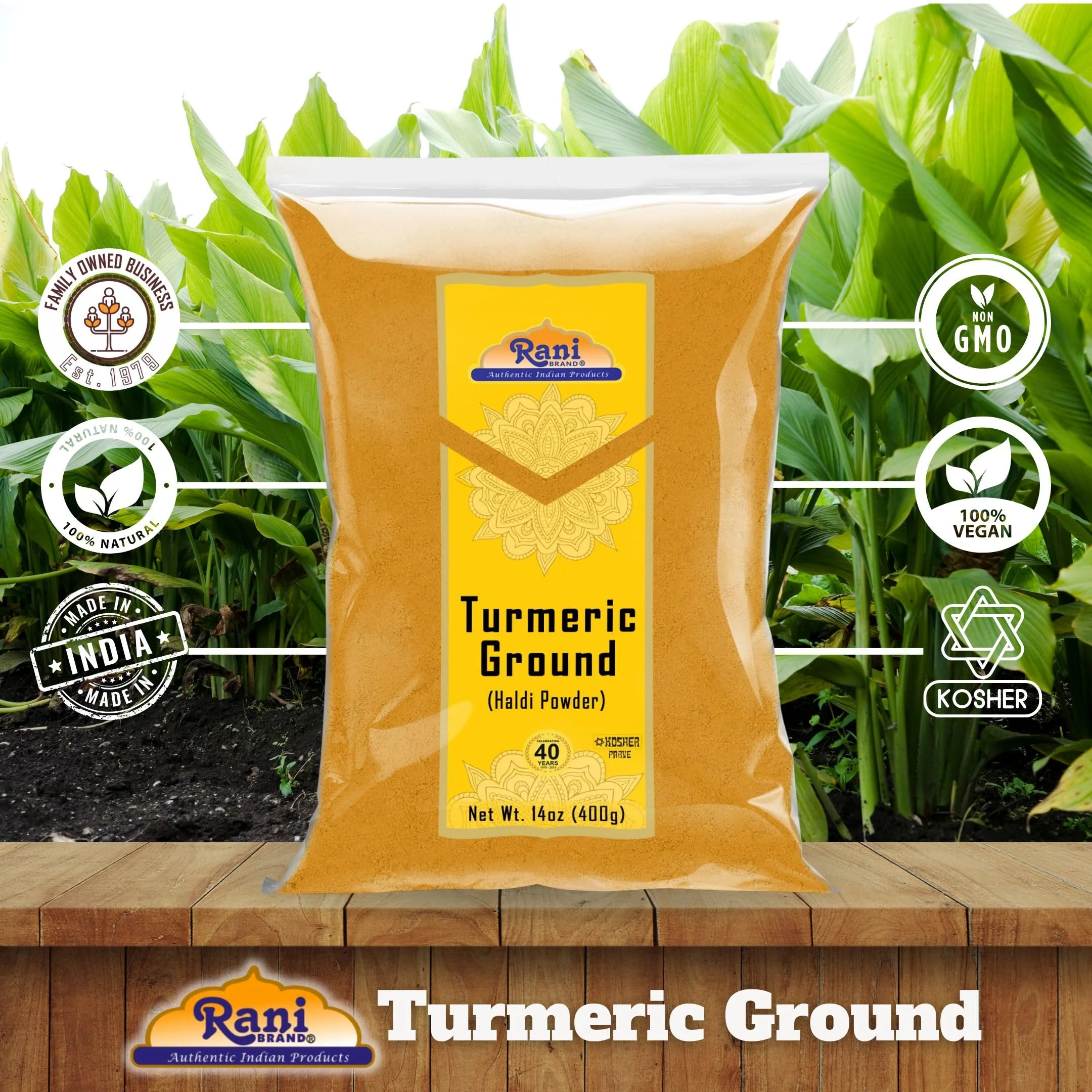 Rani Turmeric (Haldi) Root Powder Spice, (High Curcumin Content) 14oz (400g) ~ All Natural | 100% Pure, Salt Free | Vegan | Gluten Friendly | NON-GMO | Kosher | Indian Origin - Image 4