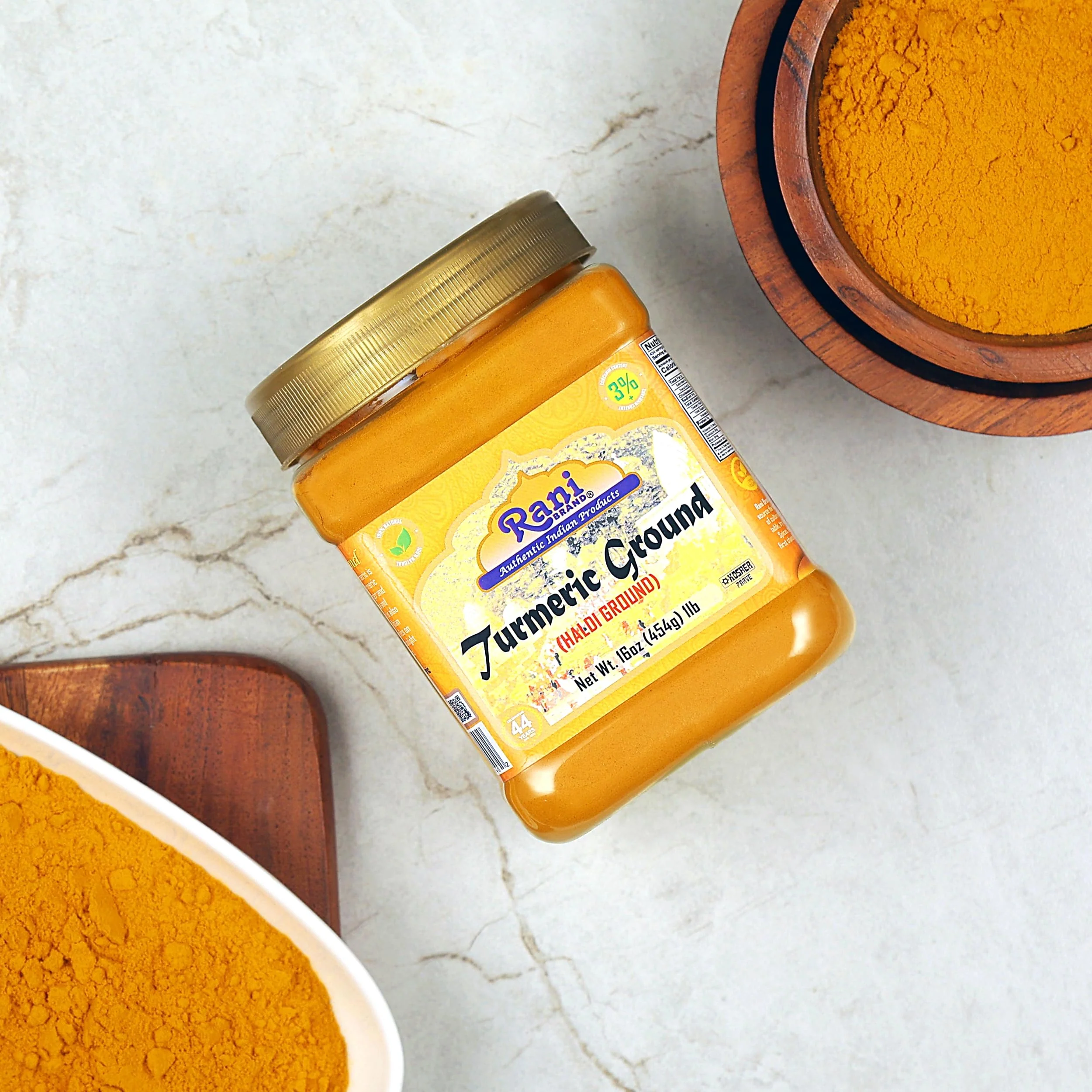 Rani Turmeric (Haldi) Root Powder Spice, (High Curcumin Content) 16oz (1lb) 454g PET Jar ~ All Natural | 100% Pure, Salt Free | Vegan | Gluten Friendly | NON-GMO | Kosher | Indian Origin - Image 5